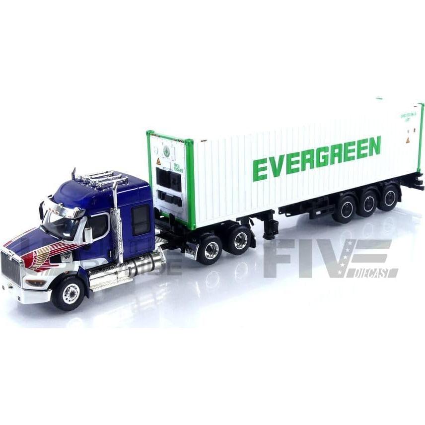 Modelo Diecast Western Star 49X Azul con Contenedor 40' Evergreen