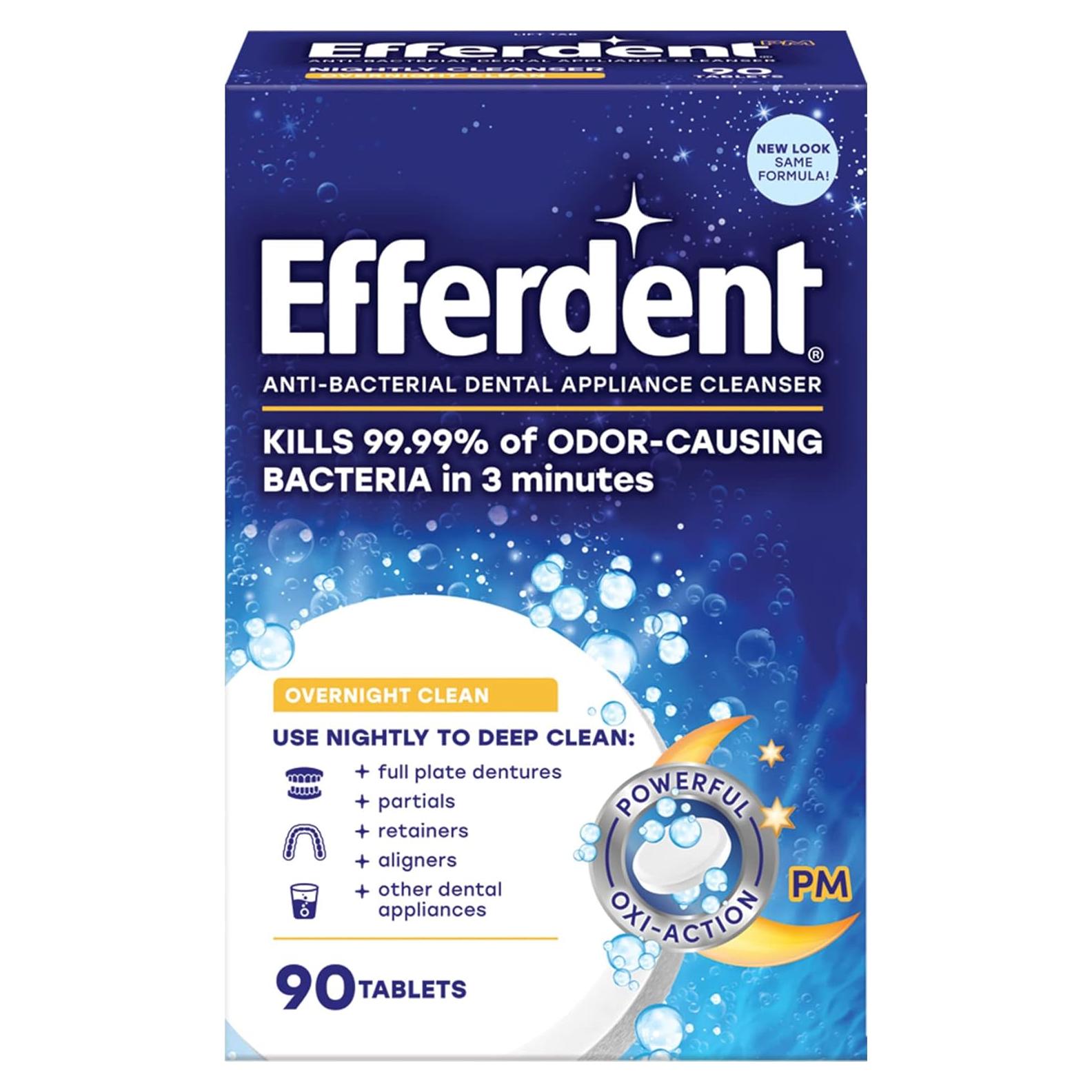 Tabletas limpiadoras Efferdent 90 unidades para dentaduras