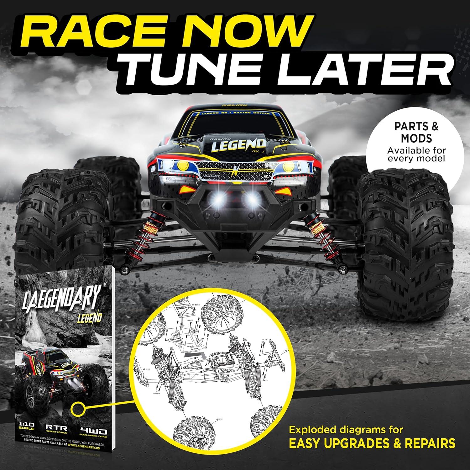 Coche RC LAEGENDARY 1:10 Todo Terreno 4x4 Rojo Negro