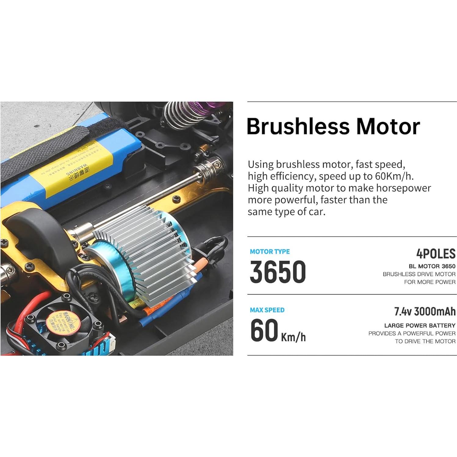 Coche RC GoolRC 104072 1:10 Brushless 4WD 60 km/h LED