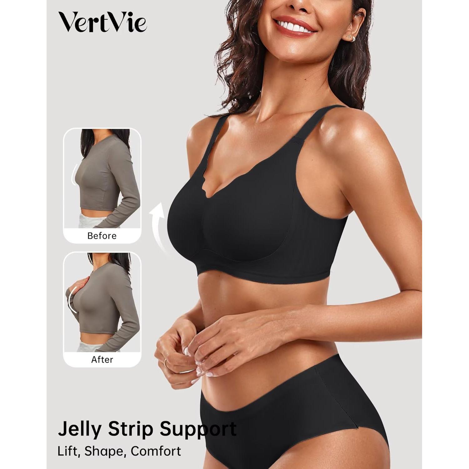 Sujetador Sin Costura Vertvie Negro Mediano Soporte Inalámbrico