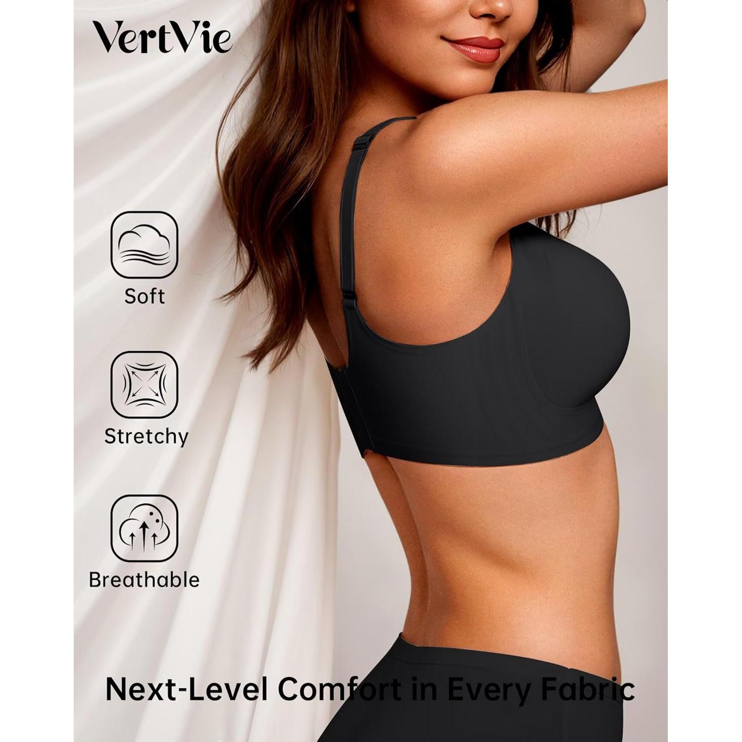 Sujetador Sin Costura Vertvie Negro Mediano Soporte Inalámbrico