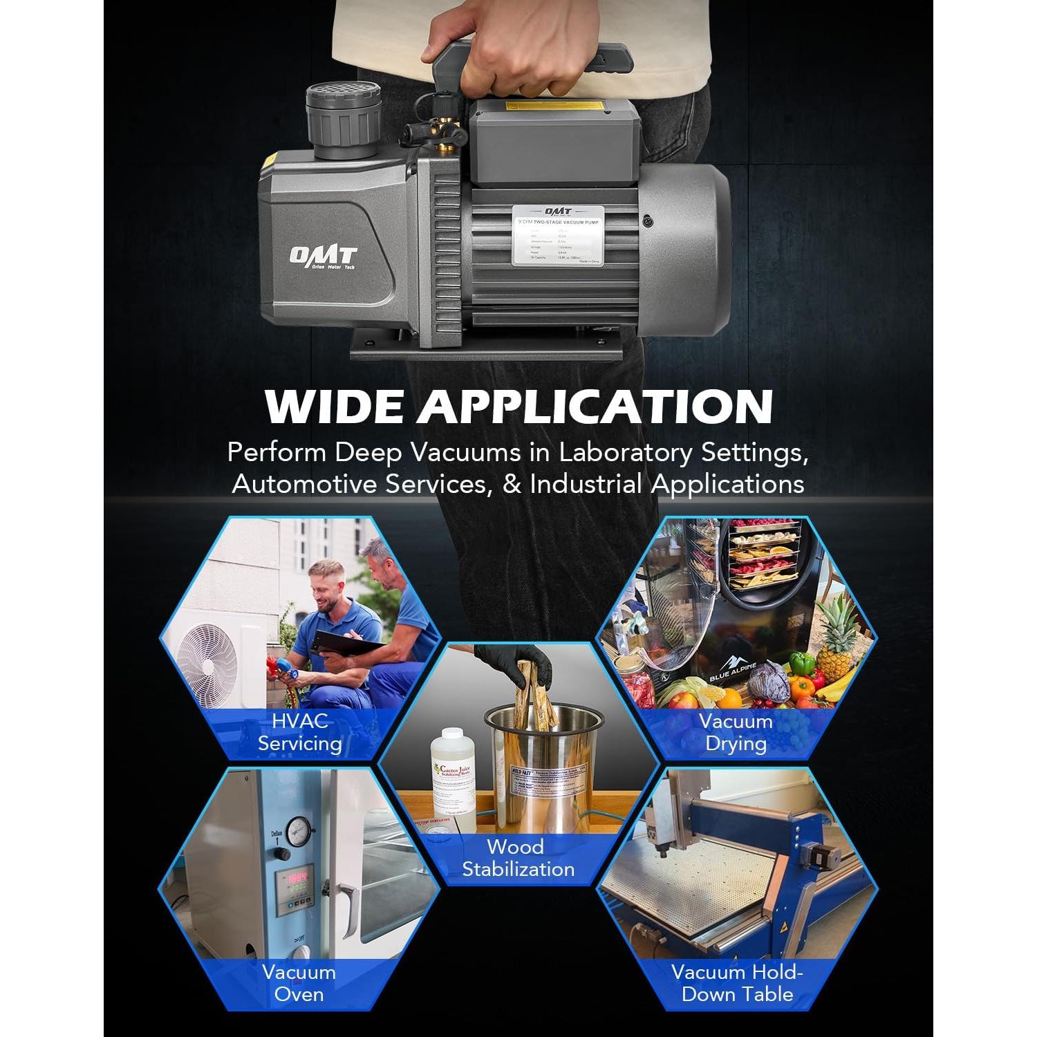 Bomba de Vacío Orion Motor Tech 2 Etapas 9 cfm 3/4 hp