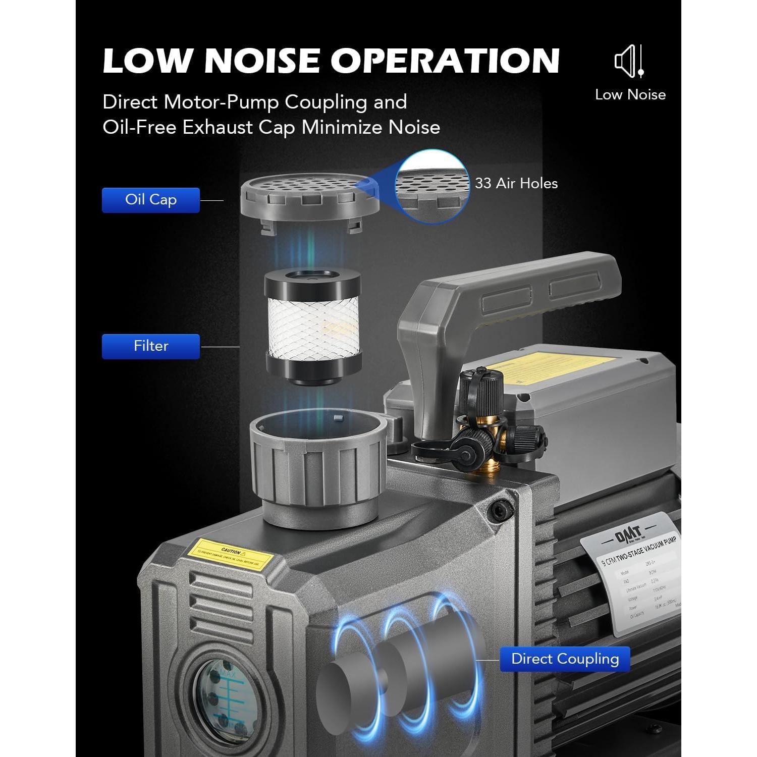 Bomba de Vacío Orion Motor Tech 2 Etapas 9 cfm 3/4 hp