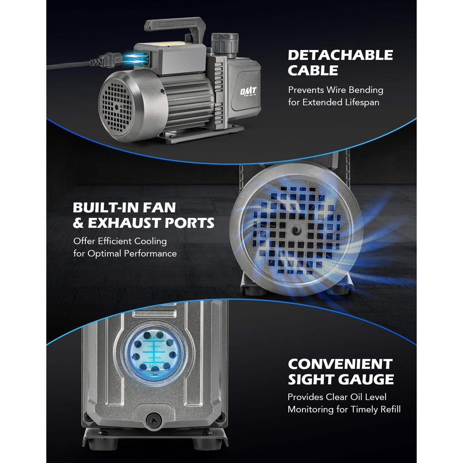 Bomba de Vacío Orion Motor Tech 2 Etapas 9 cfm 3/4 hp