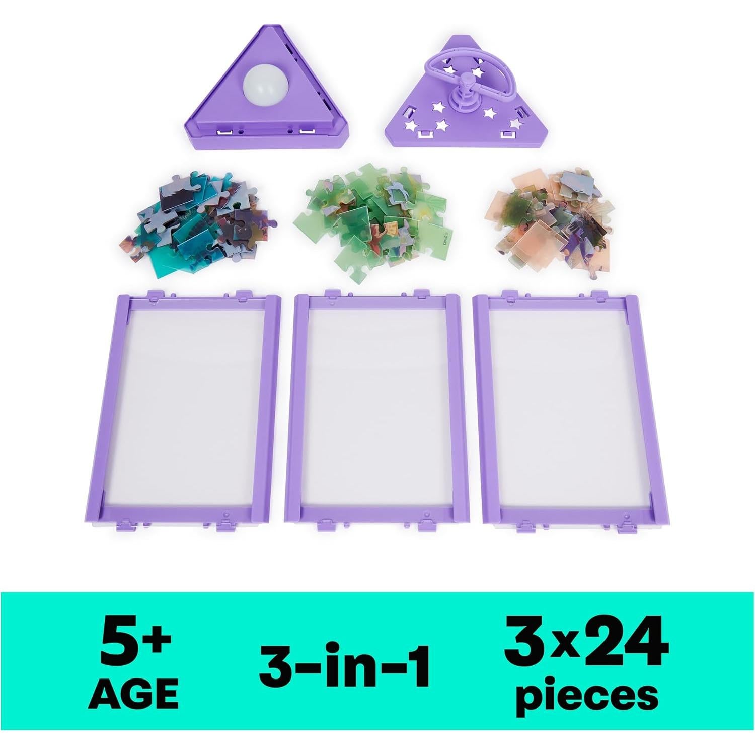 Linterna Puzzle Disney Wish Spin Master 3 rompecabezas 24 piezas