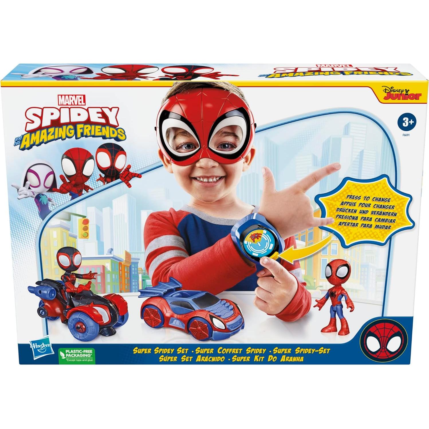 Conjunto Super Héroes Marvel Playskool 3 Figuras y Vehículo