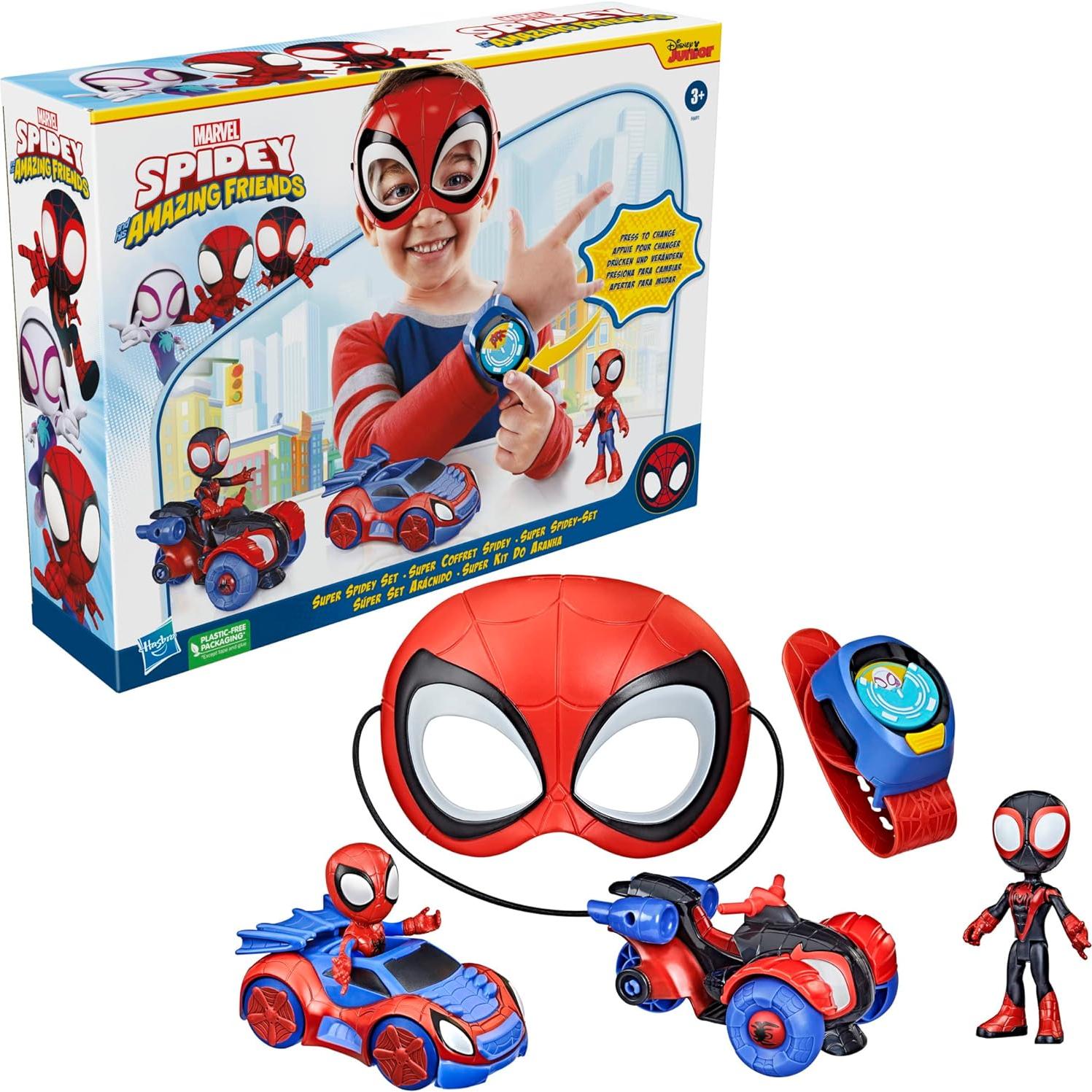 Conjunto Super Héroes Marvel Playskool 3 Figuras y Vehículo