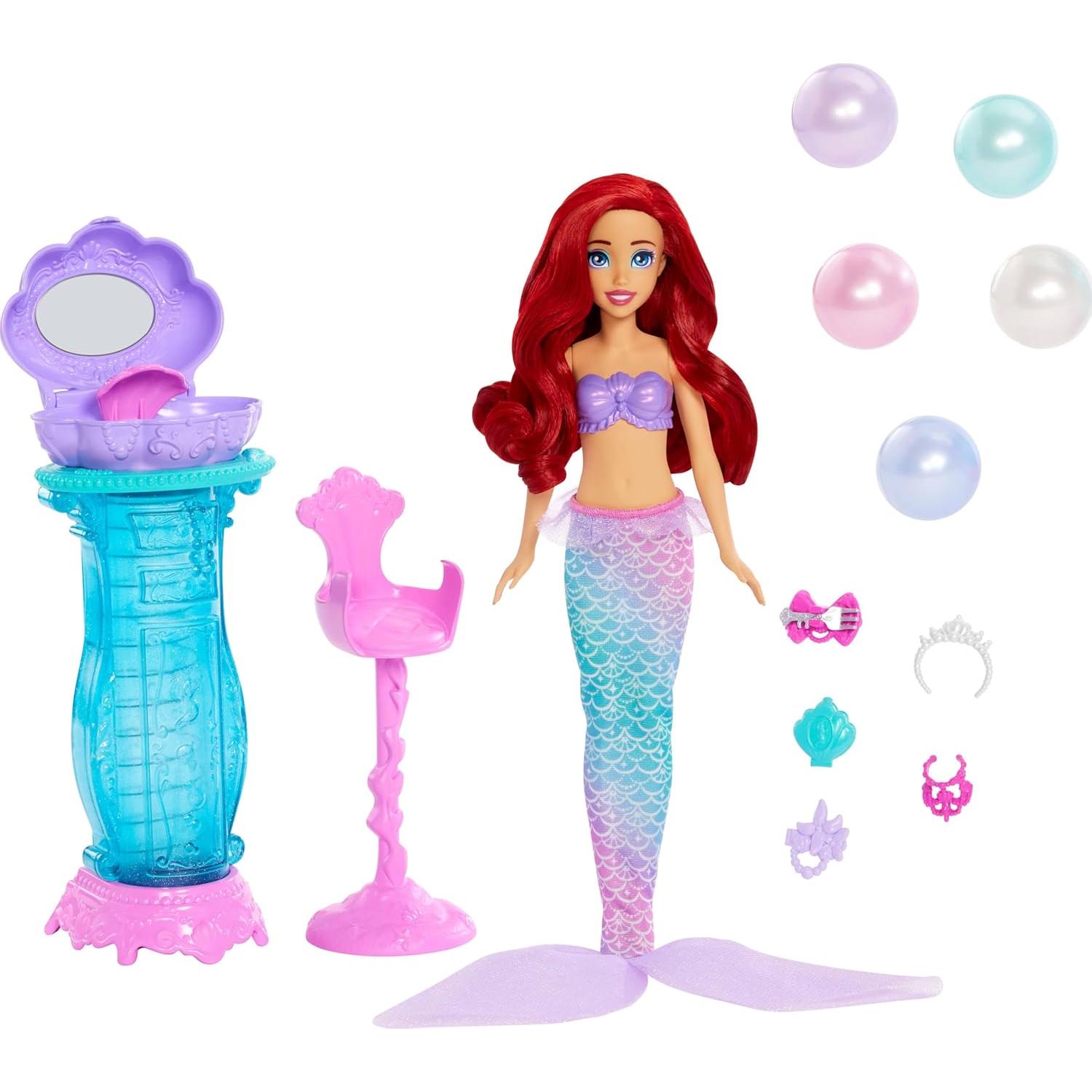 Muñeca Sirena Ariel Mattel con Tocador y 5 Accesorios
