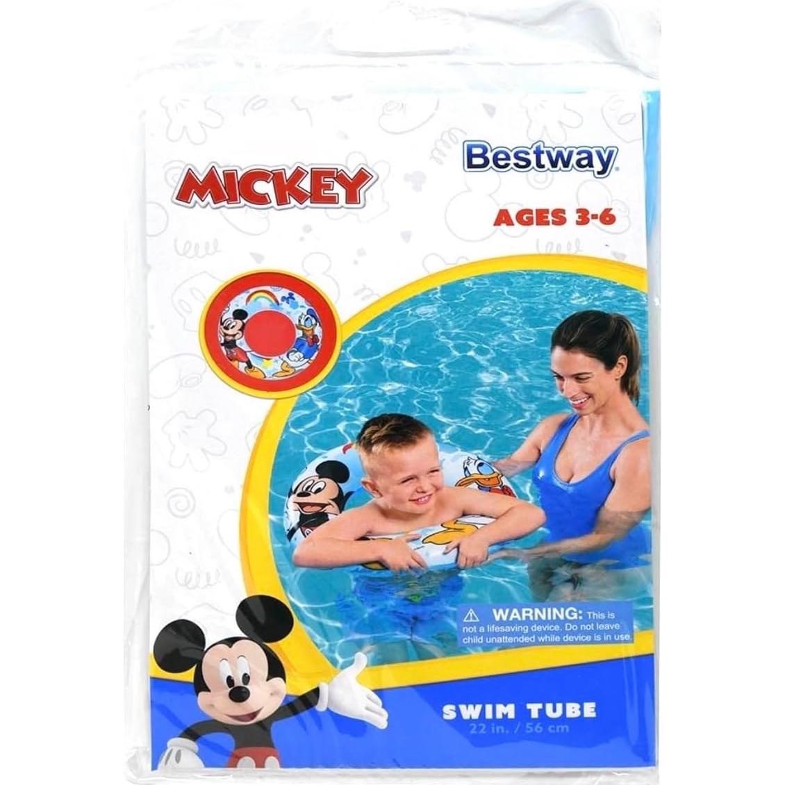 Tubo de Natación Bestway Mickey 55.88 cm + Pelota Playa