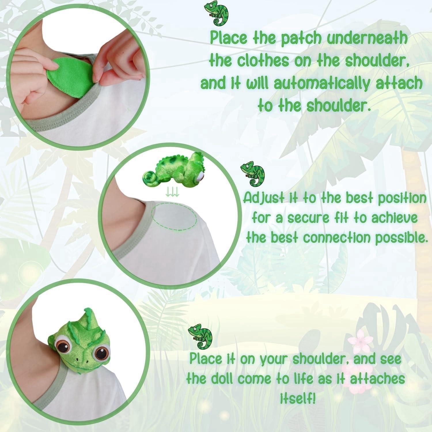 Imán de Hombro Lagarto de Peluche Salvado 16 cm Verde