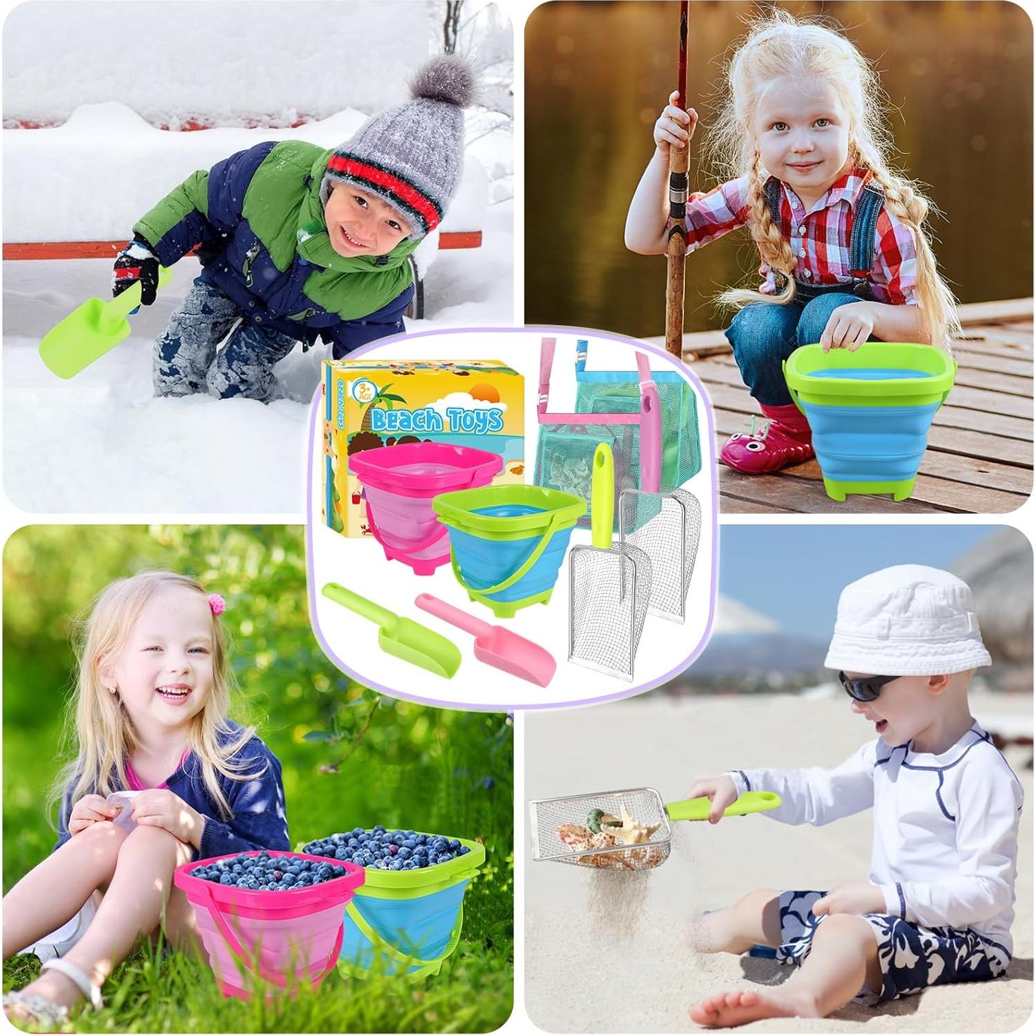 Juguetes de Playa FHOZGECY con 2 Cubos Plegables y Palas