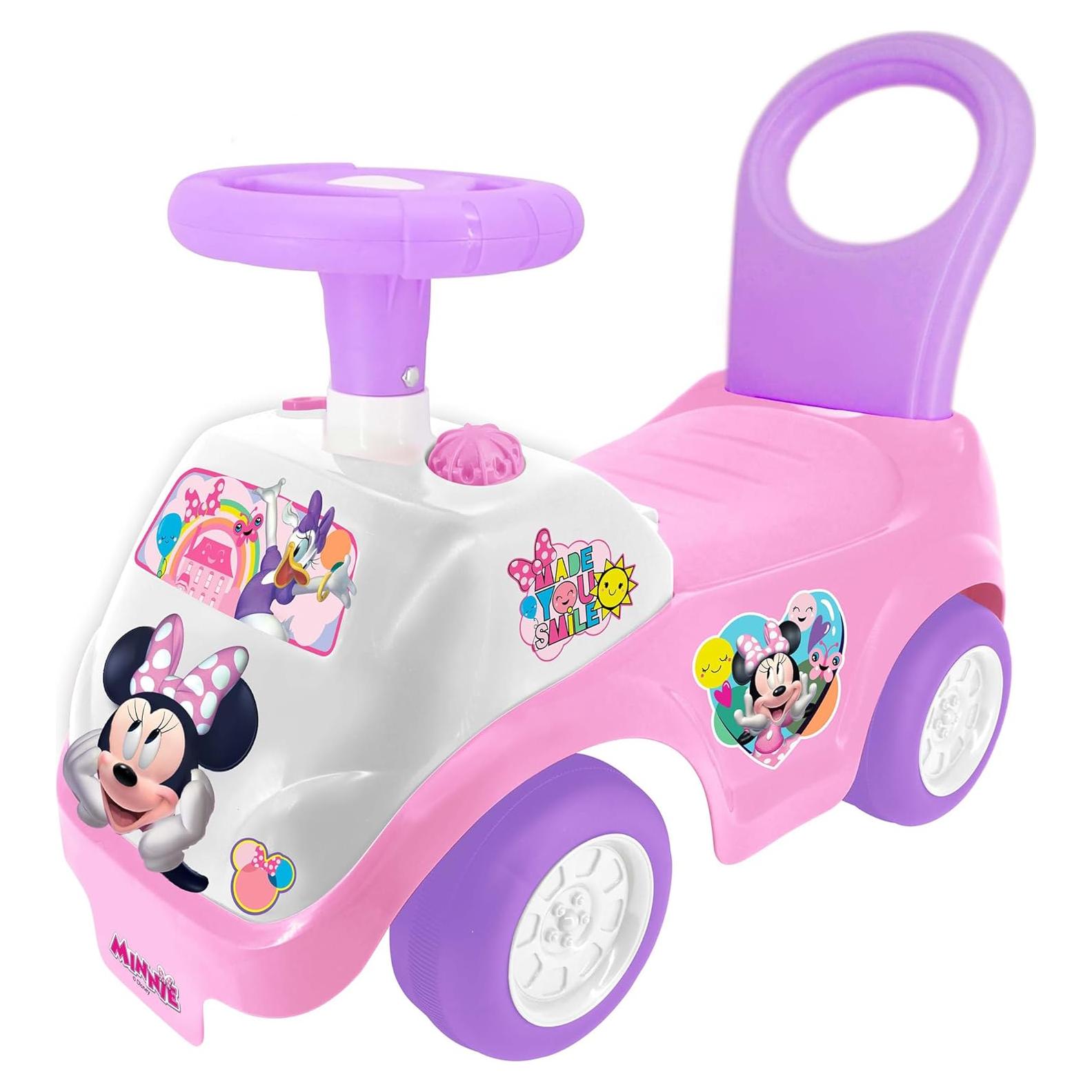 Kiddieland Disney Lights 'N' Sounds Ride-On: Minnie Mouse Kids Interactive Push Toy Car, Foot to Floor, Toddlers, Ages 12-36 Months, Large