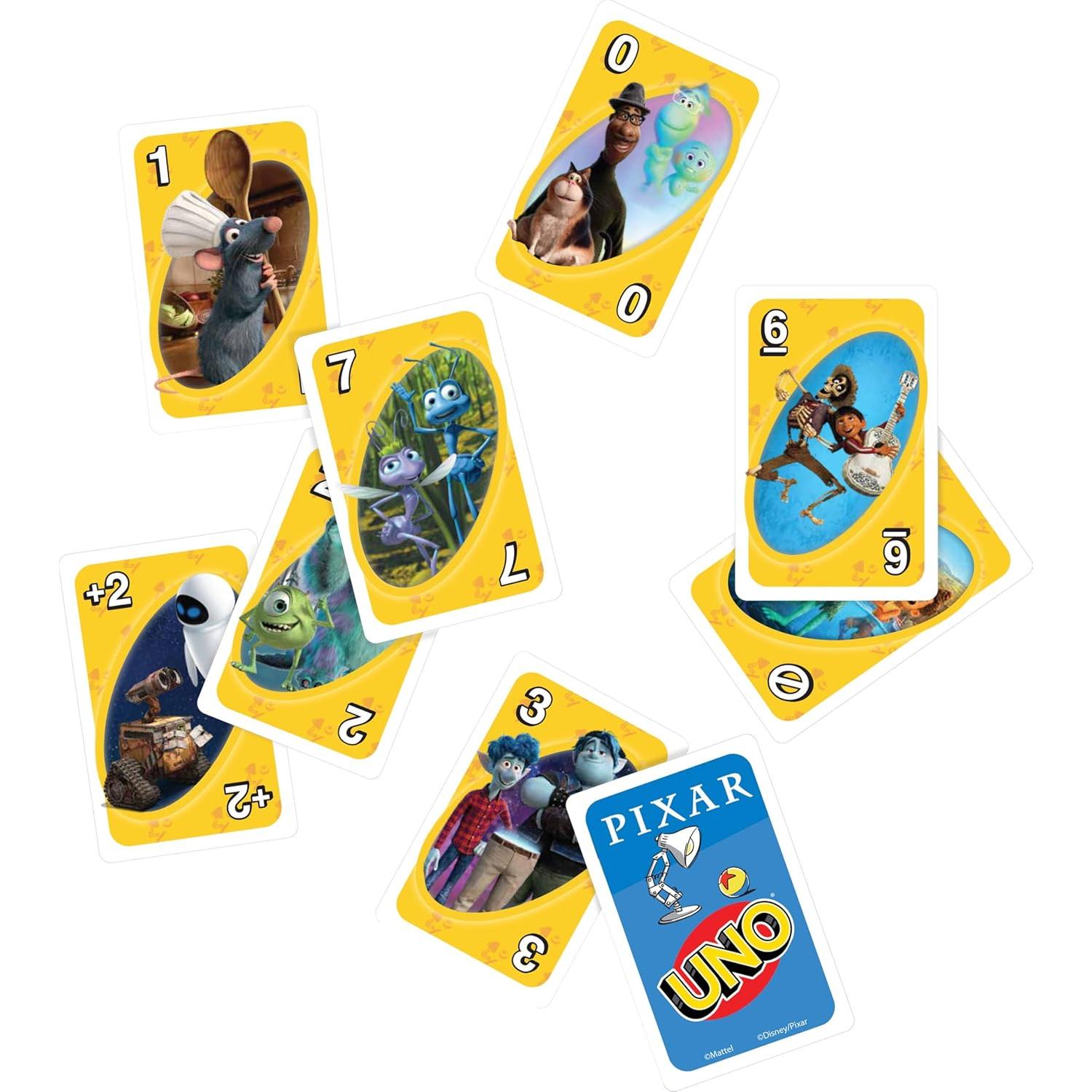 Juego de Cartas UNO Pixar Mattel 112 Cartas para 2-10 Jugadores