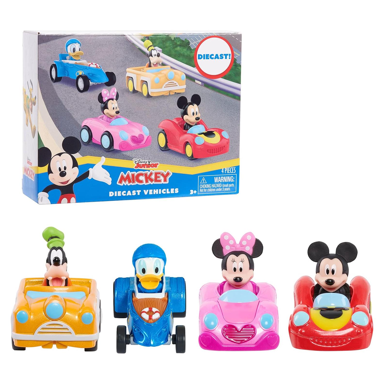 Conjunto Vehículos Diecast Mickey Mouse 4 Piezas 3+