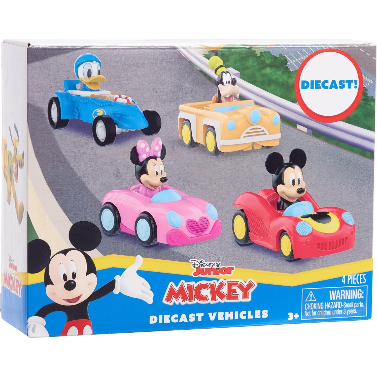 Conjunto Vehículos Diecast Mickey Mouse 4 Piezas 3+