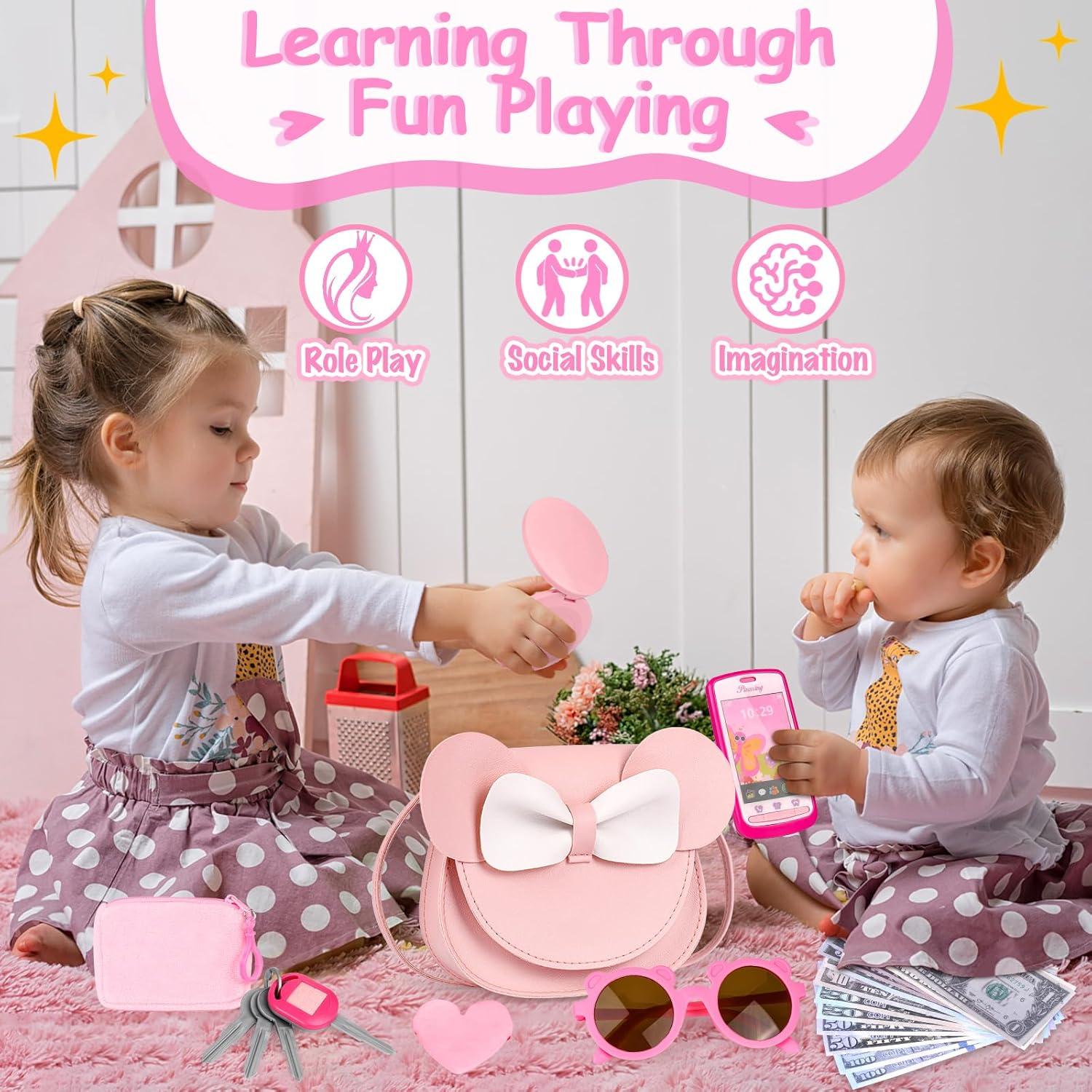 Bolso de Juguete para Niñas OISACIRG 23 Piezas Maquillaje Falso