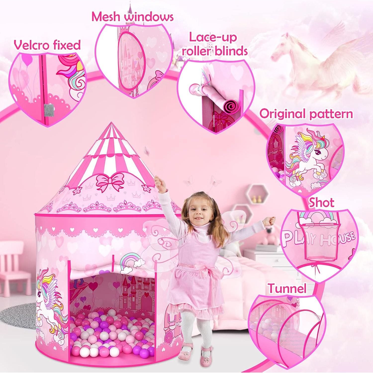 Carpa Princesa Rosa 3 Piezas con Piscina y Túnel