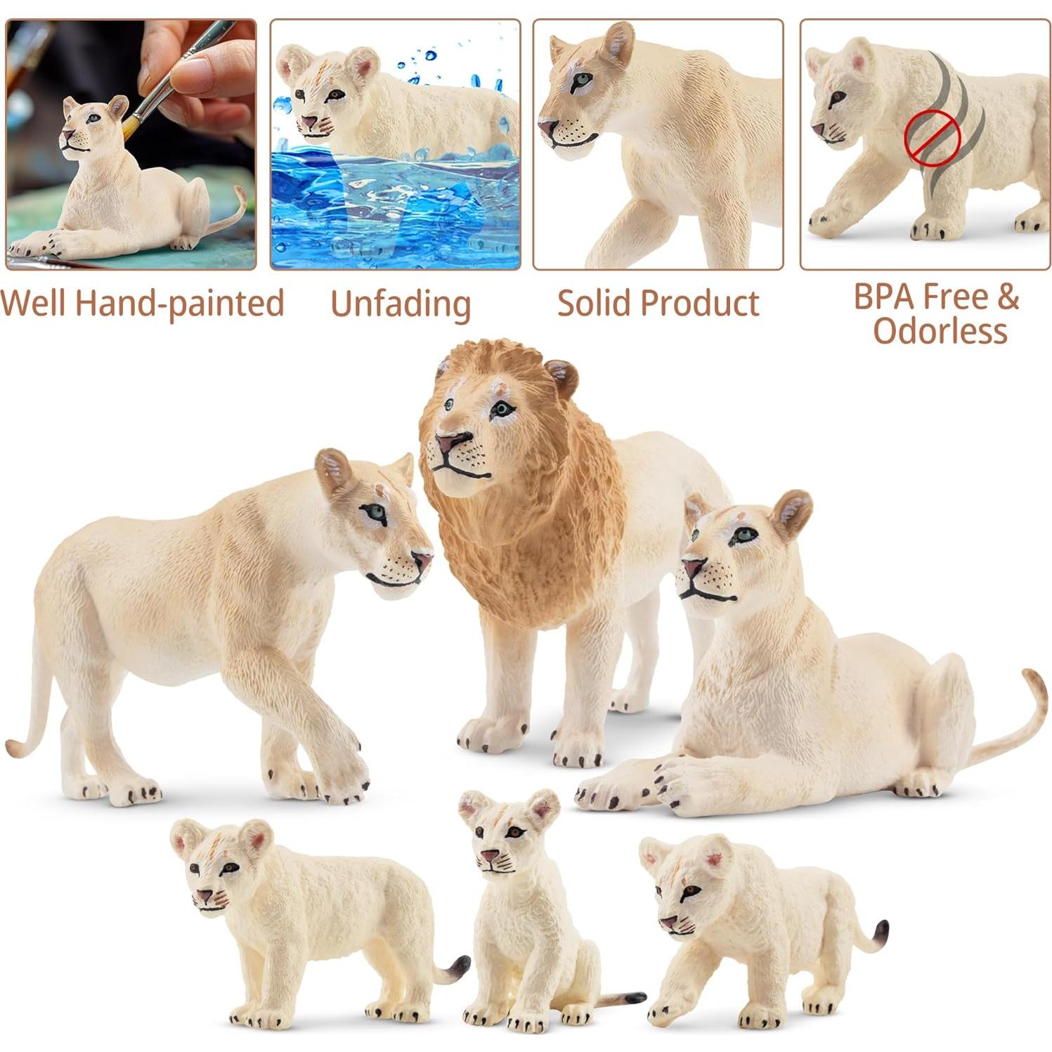 Set de Figuras de Animales TOYMANY 6PCS Leones y Cachorros