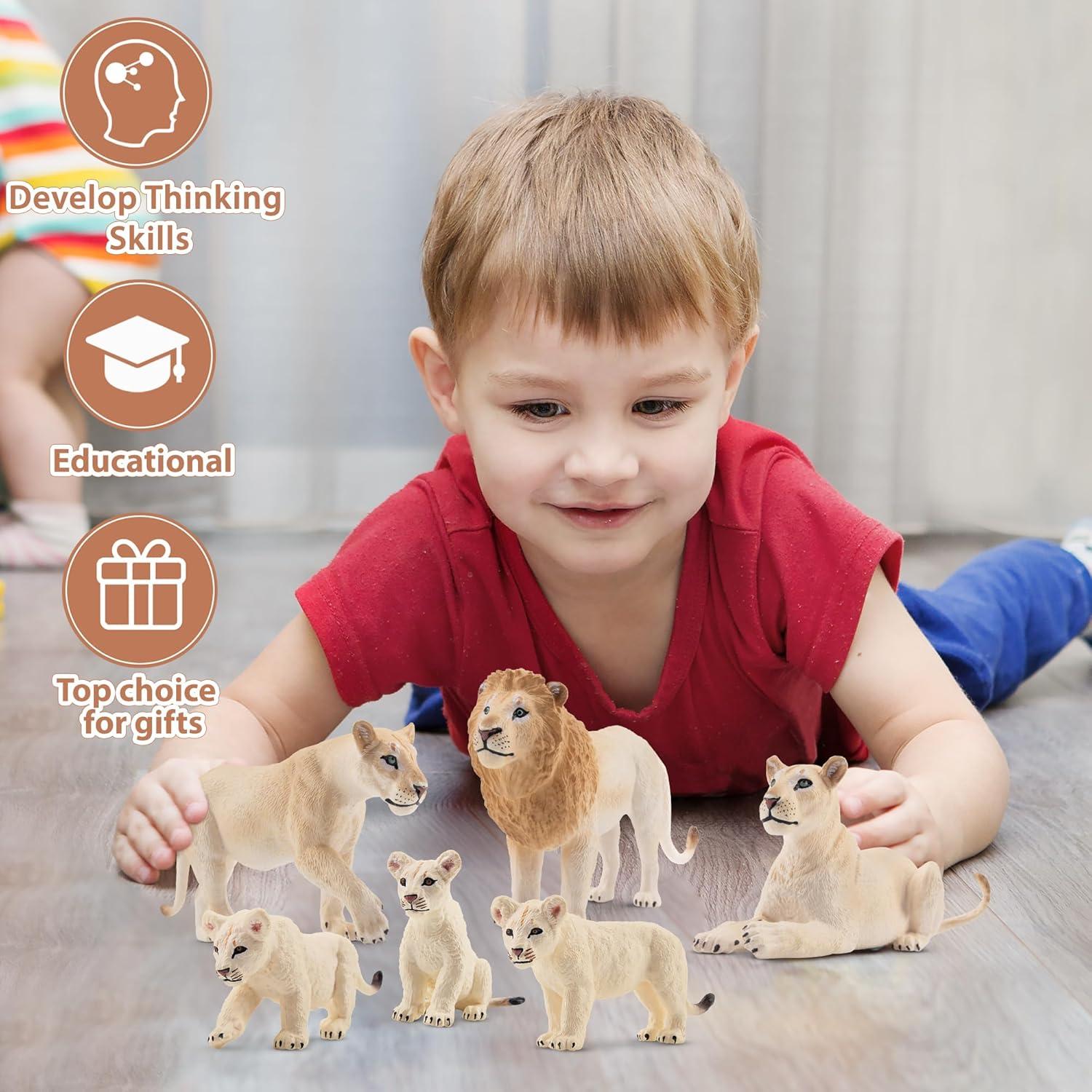Set de Figuras de Animales TOYMANY 6PCS Leones y Cachorros