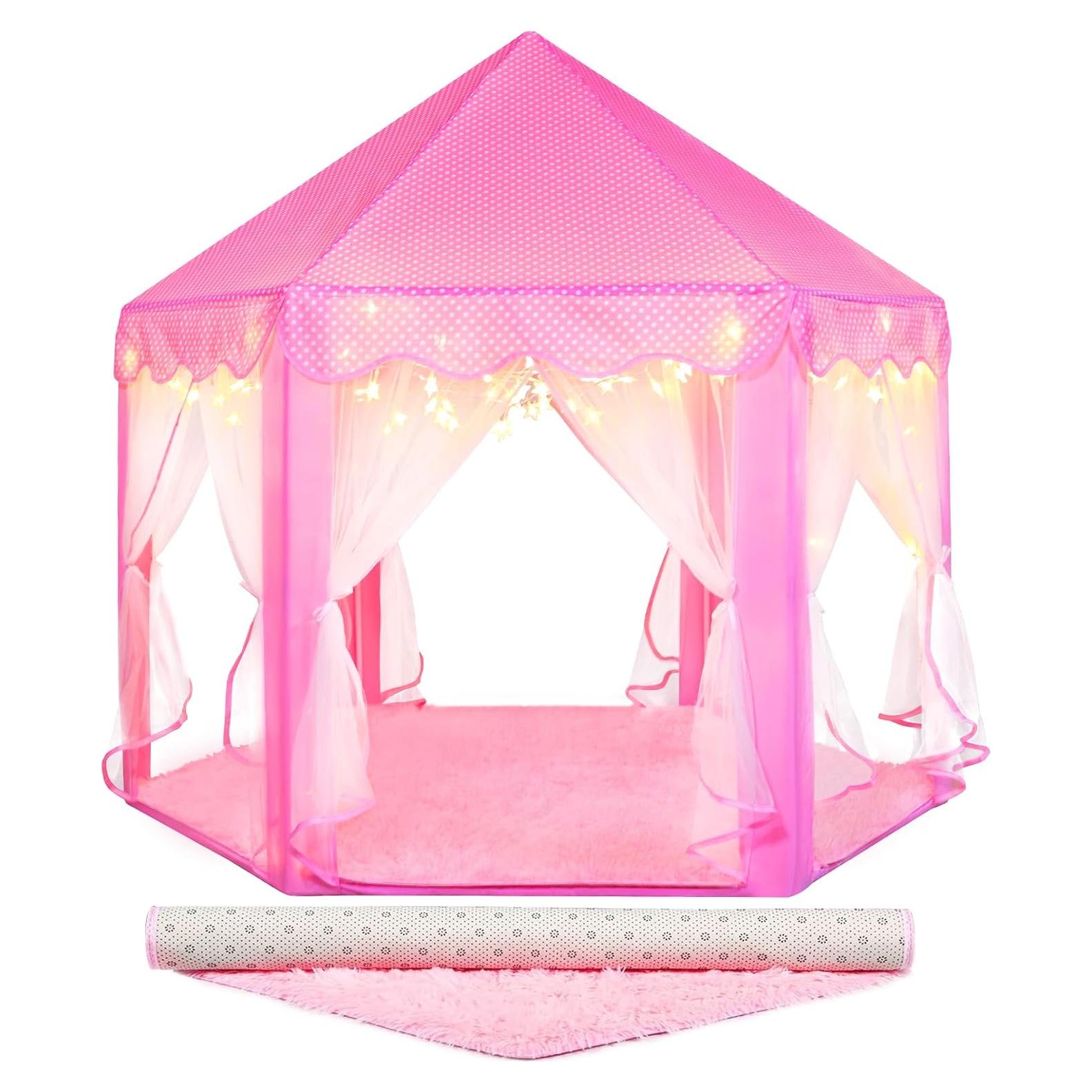 Tienda de Princesa Rosa IYOGO con Alfombra y Luces