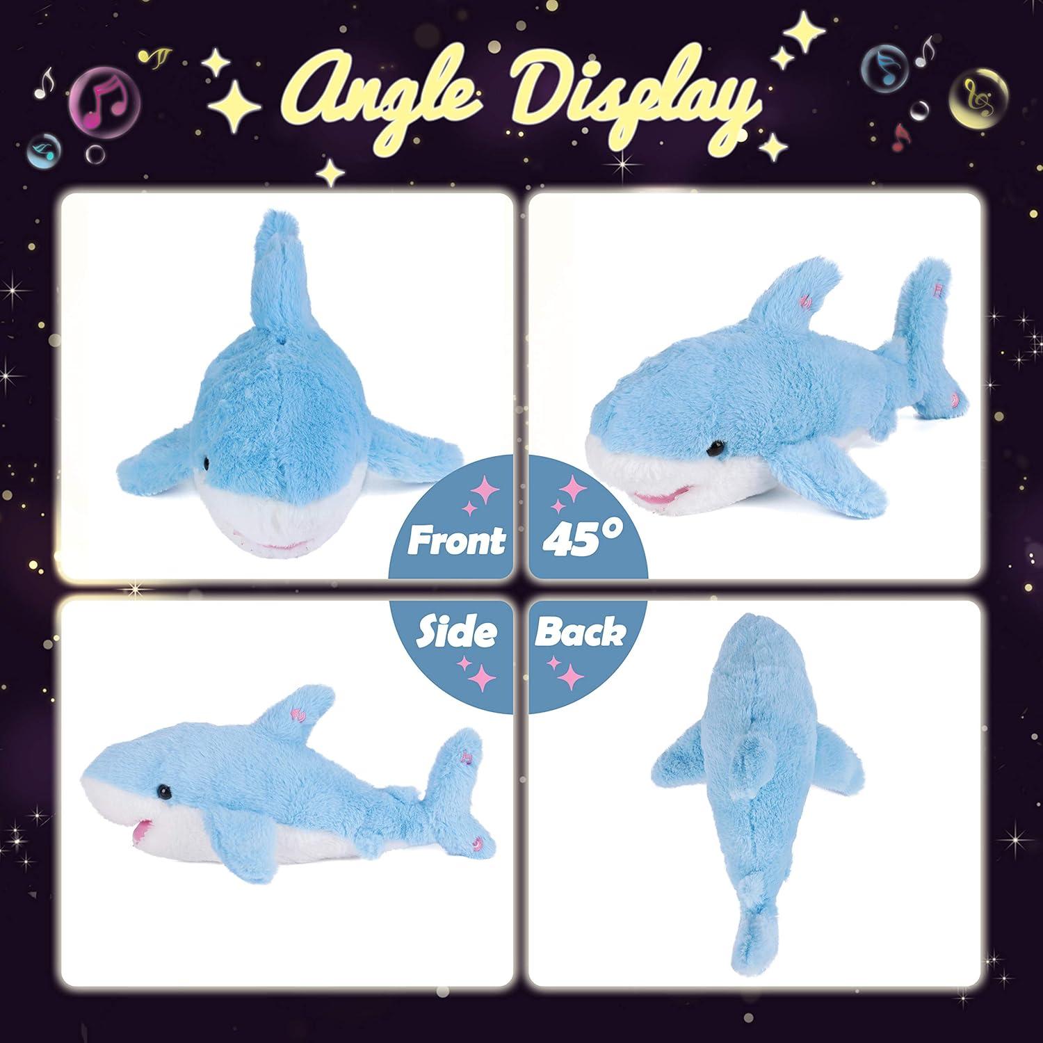 Tiburón de Peluche Musical Iluminado Hopearl 28 cm Azul
