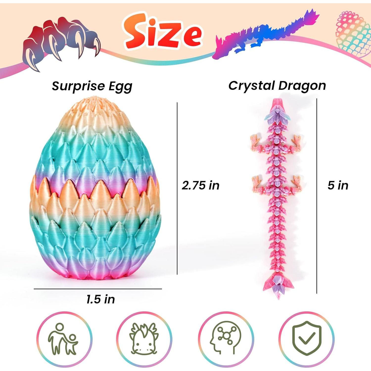 Conjunto 4 Huevos de Dragón 3D Qiongsenyao Articulados