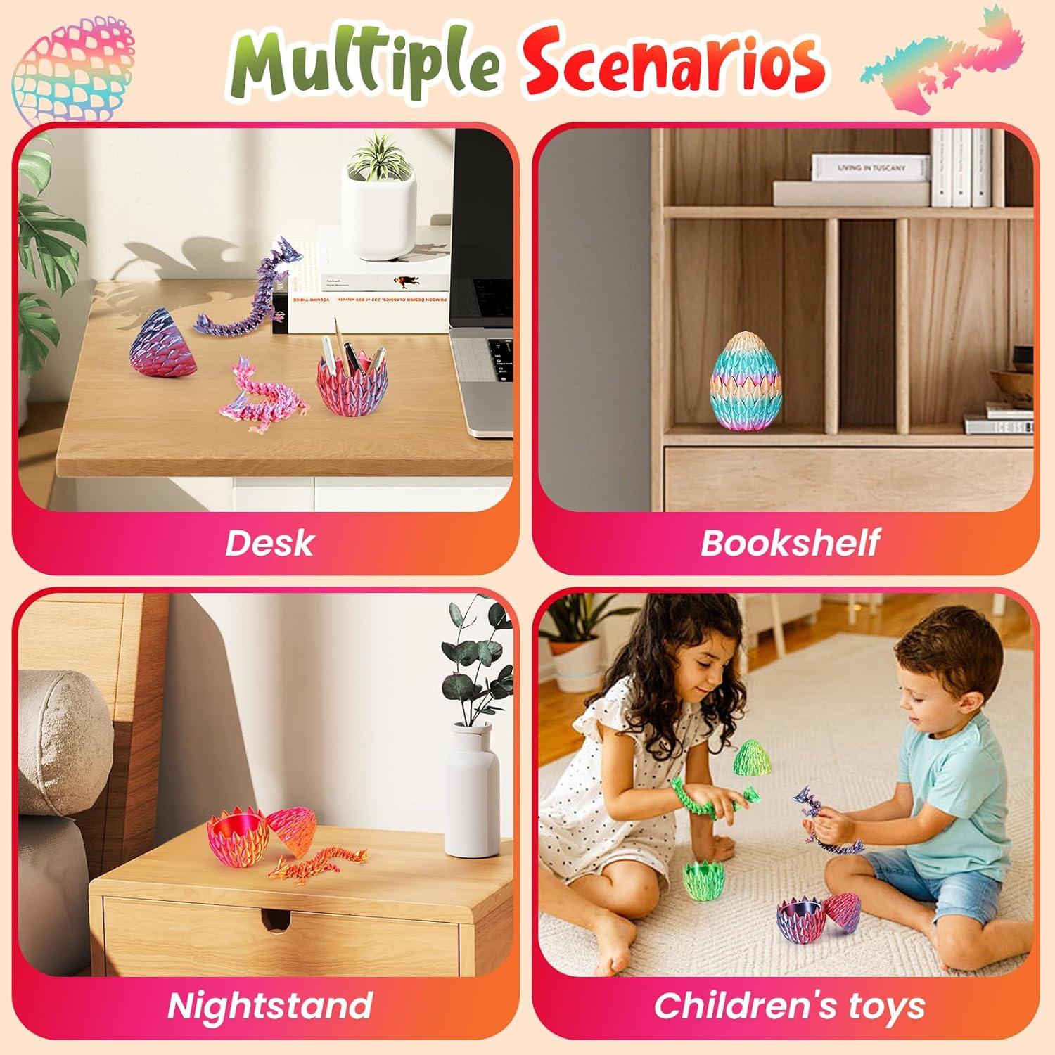 Conjunto 4 Huevos de Dragón 3D Qiongsenyao Articulados