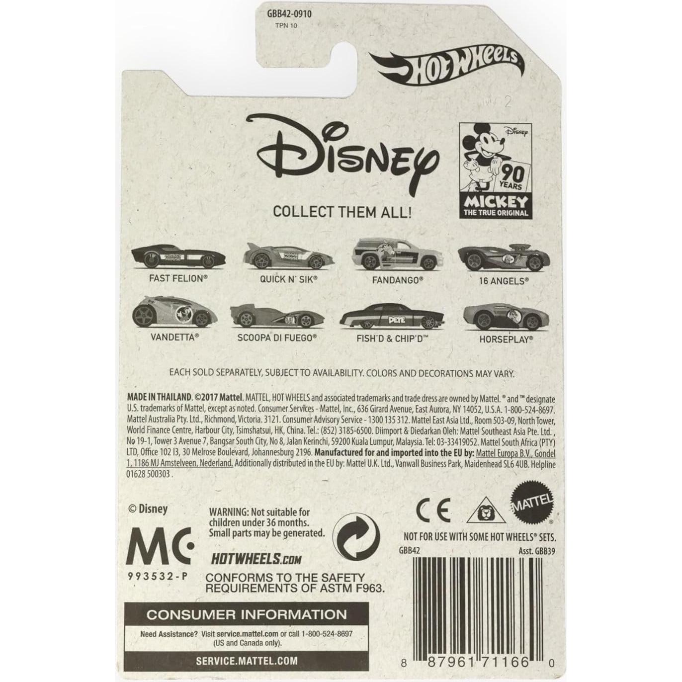 Hot Wheels Pato Donald 90 Aniversario Disney 1:64