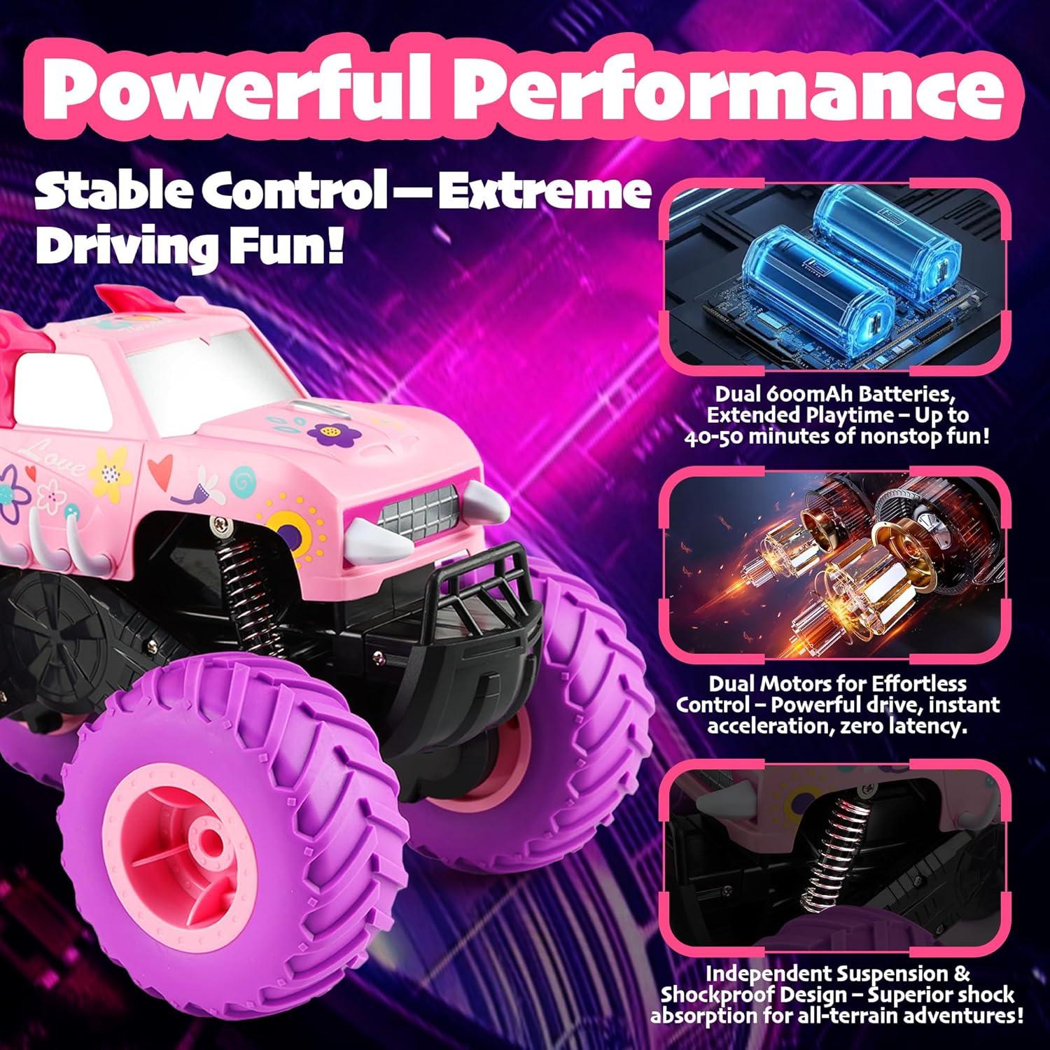Camión Monster RC Threeking Rosa 4WD Impermeable 0,91 kg