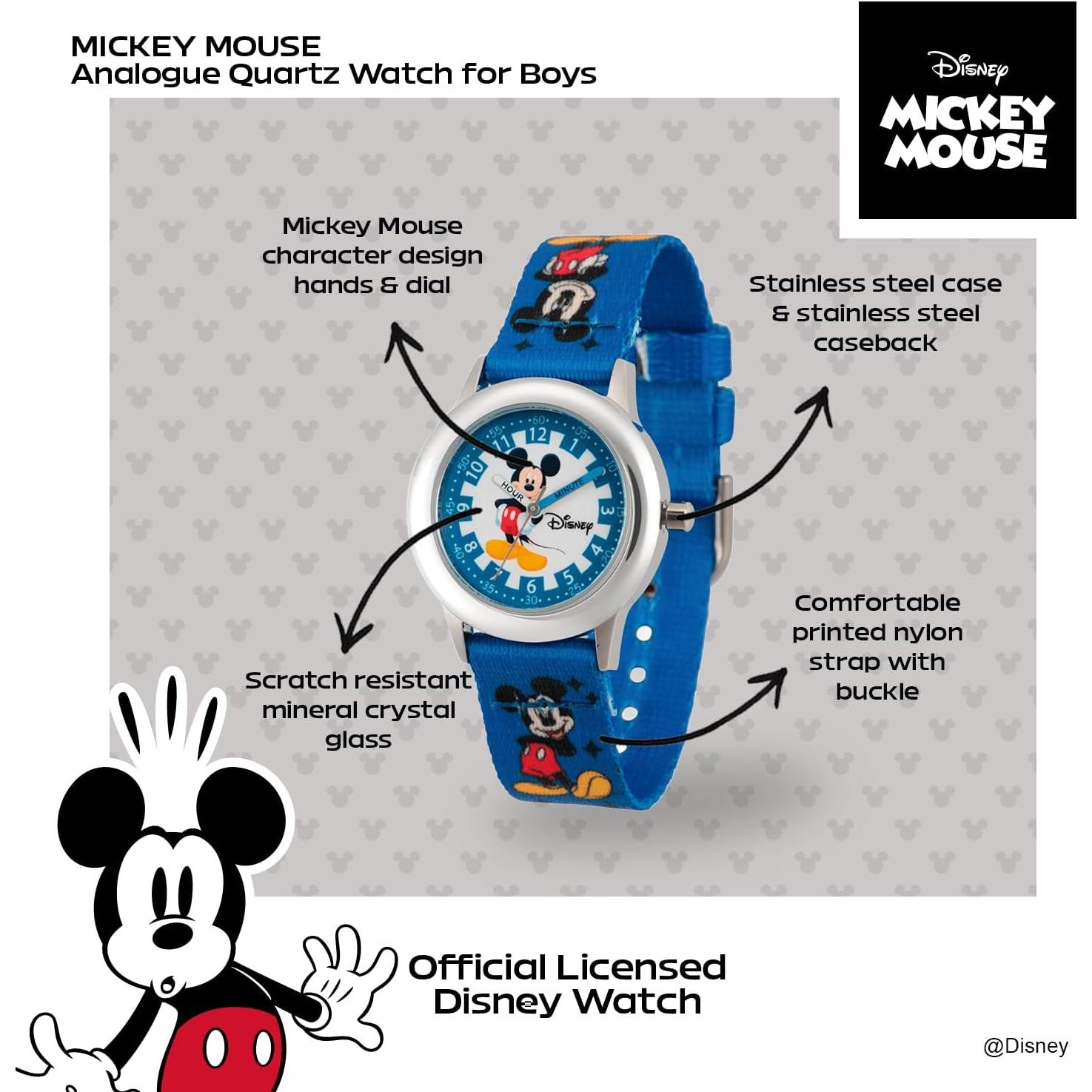 Reloj Analógico Disney Mickey Mouse Acero Inoxidable 32mm