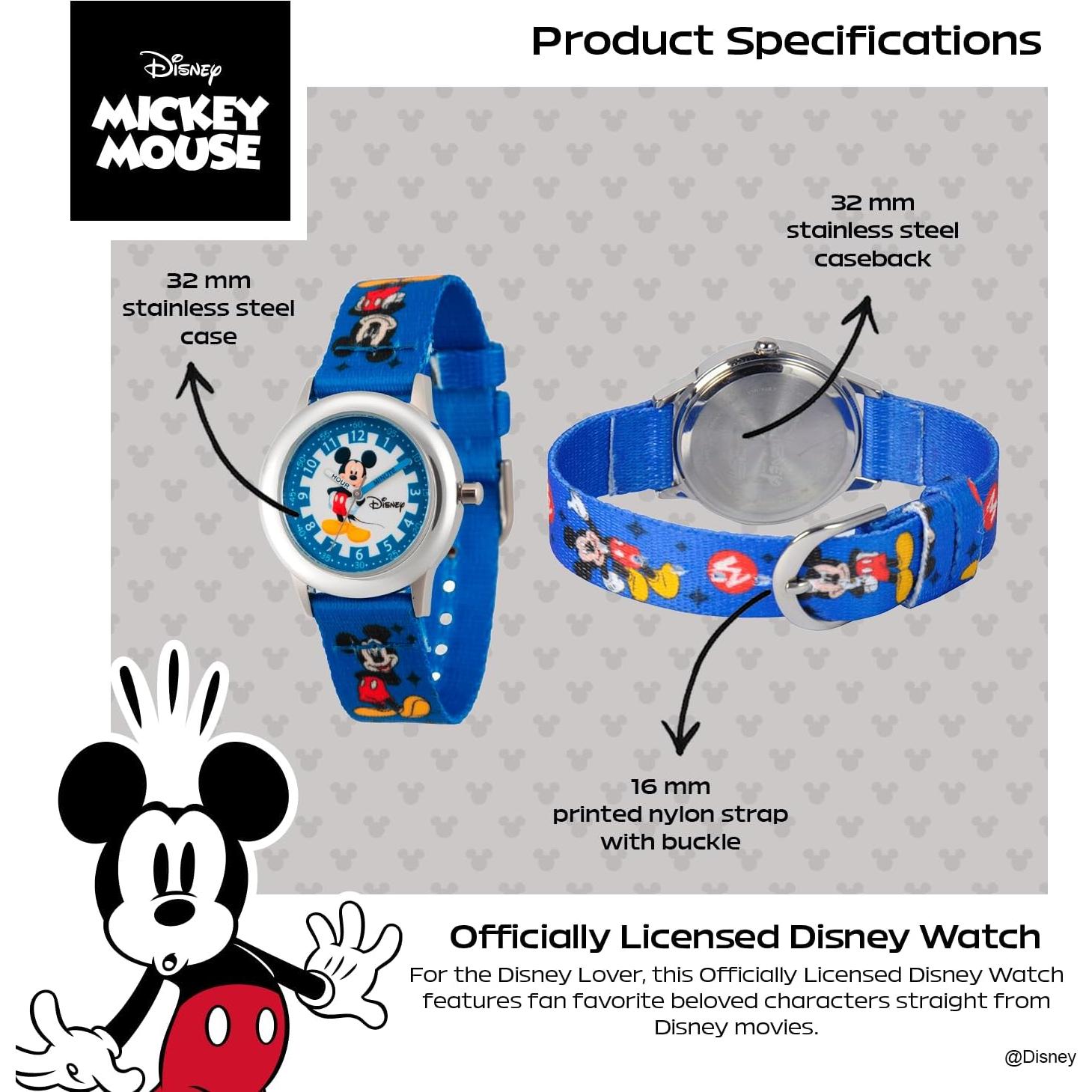 Reloj Analógico Disney Mickey Mouse Acero Inoxidable 32mm
