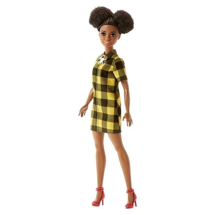 Muñeca Barbie Fashionistas Cuadros Amarillos y Negros