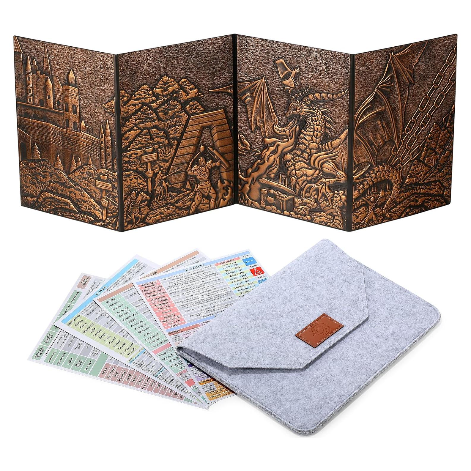 Pantalla DM SC 3D Cuero Sintético Dragón 4 Paneles Cobre