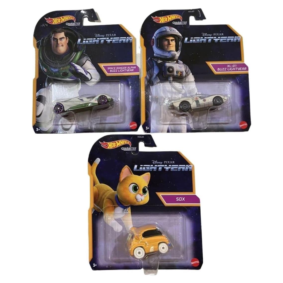 Juego de 3 Vehículos Diecast Hot Wheels Lightyear Buzz Sox