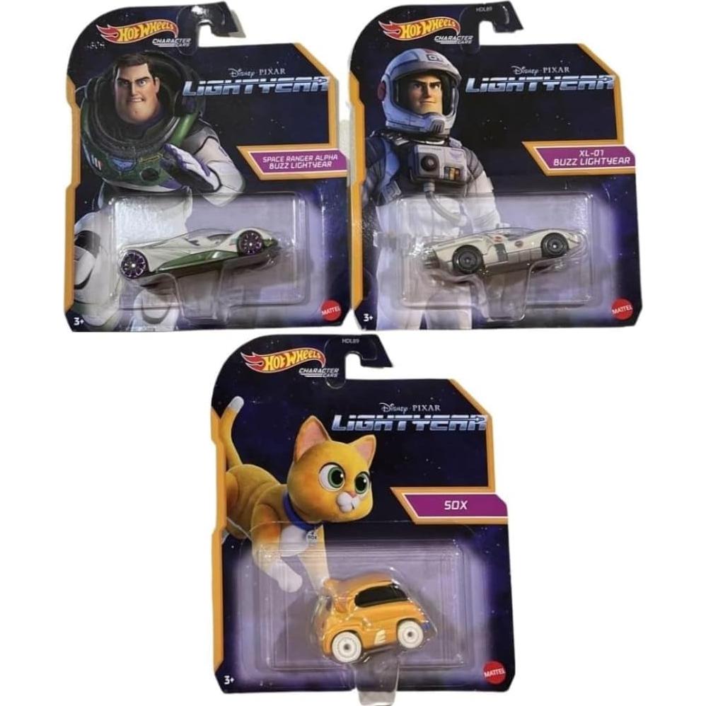 Juego de 3 Vehículos Diecast Hot Wheels Lightyear Buzz Sox