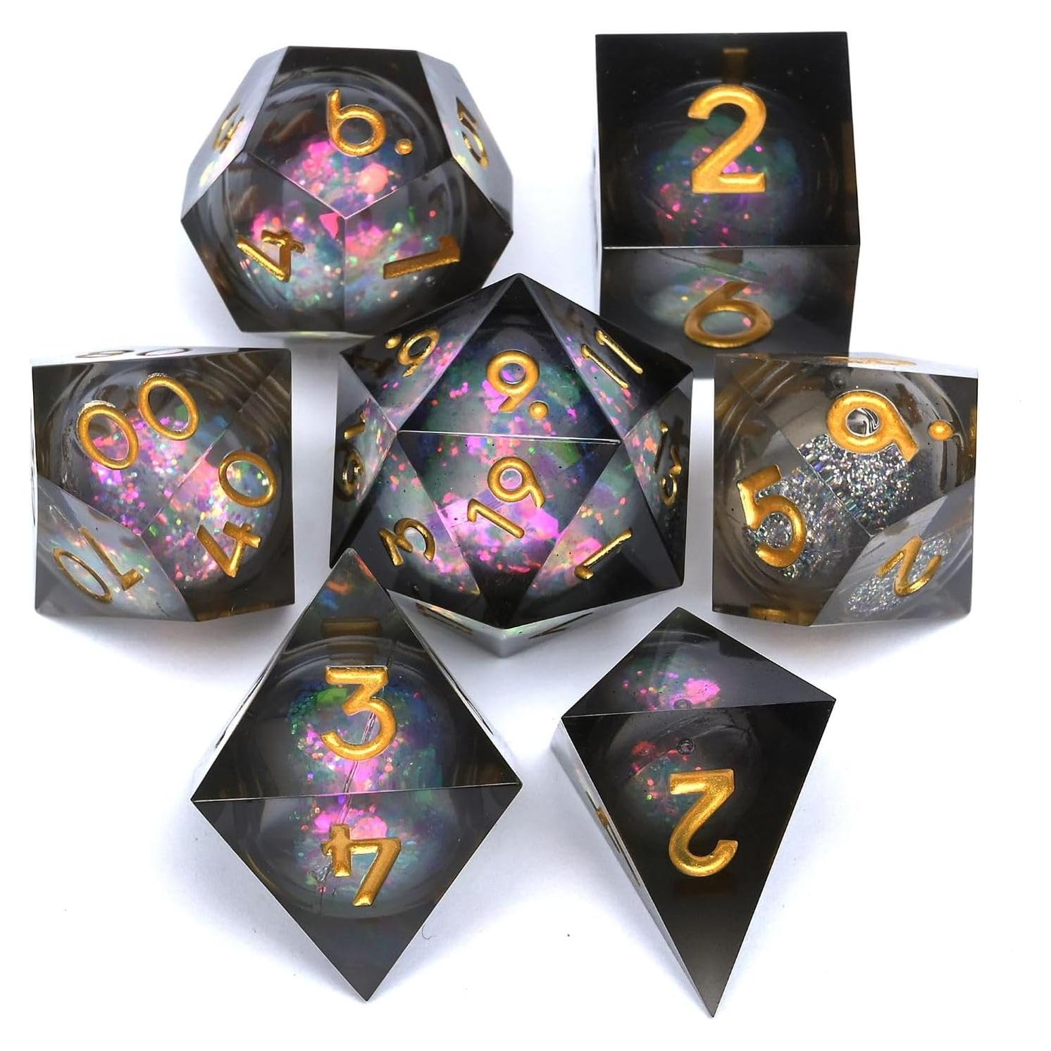 Juego de Dados DND Baojingli 7 Piezas Arena Movediza