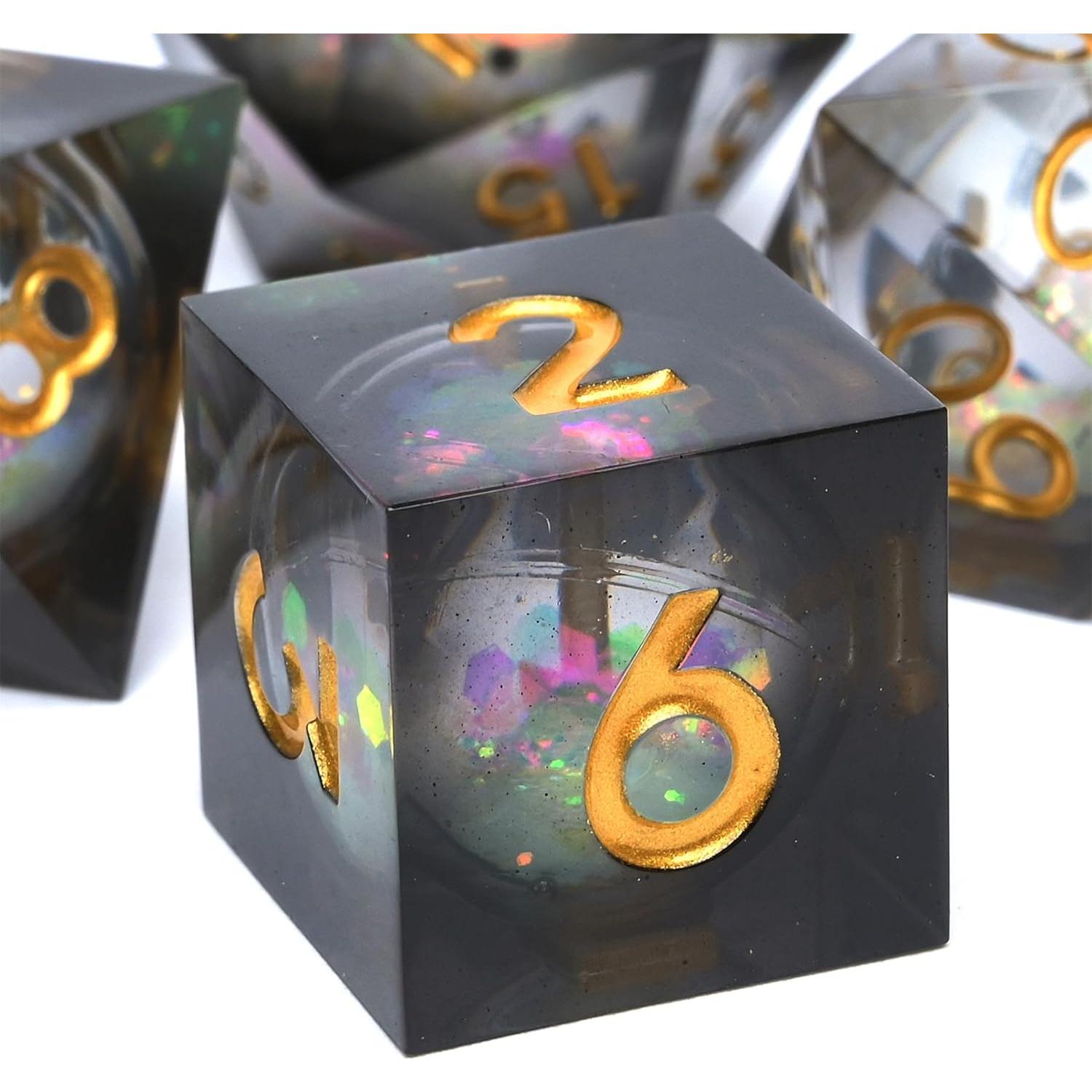 Juego de Dados DND Baojingli 7 Piezas Arena Movediza