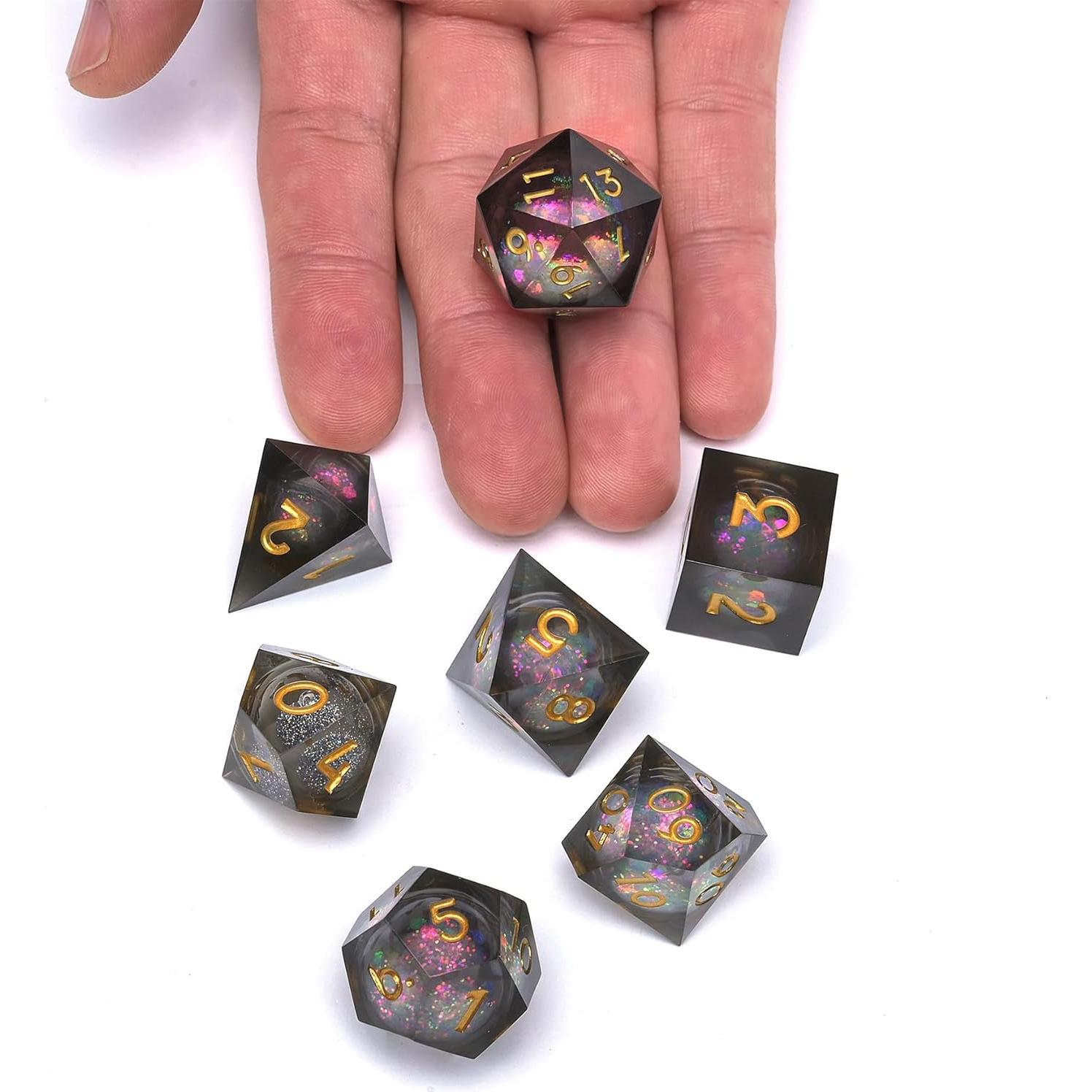 Juego de Dados DND Baojingli 7 Piezas Arena Movediza