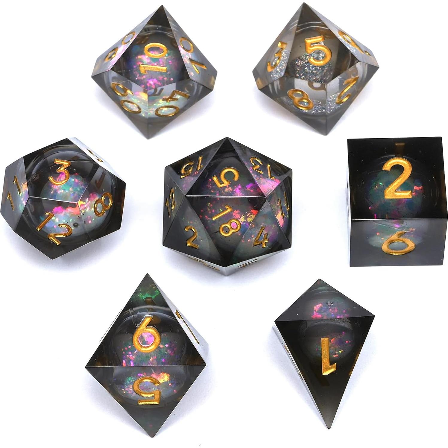 Juego de Dados DND Baojingli 7 Piezas Arena Movediza