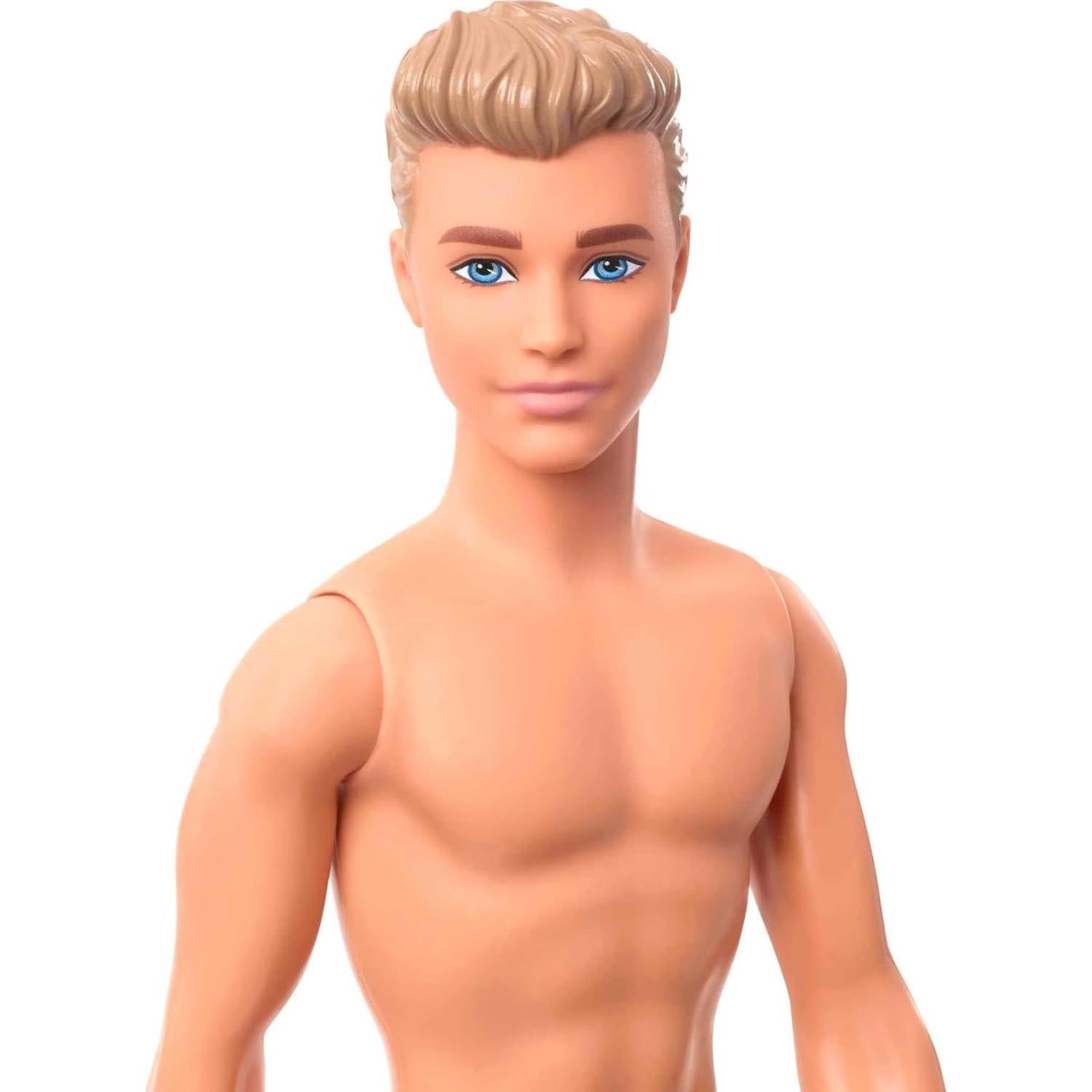 Barbie Ken Fashion Doll, Beach-Themed Wearing Striped Swimsuit