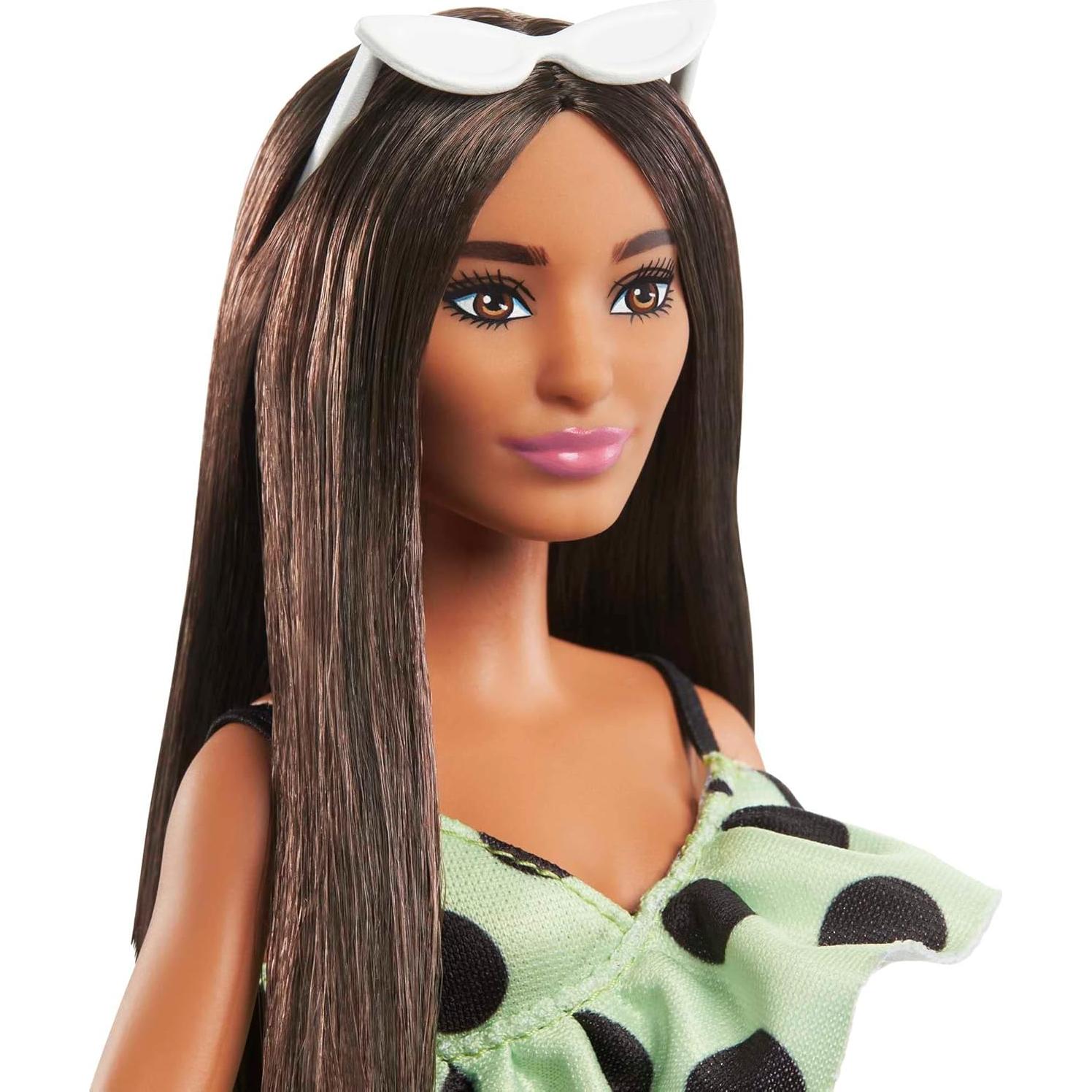 Muñeca Barbie Fashionistas #200 con mono lunares verde lima