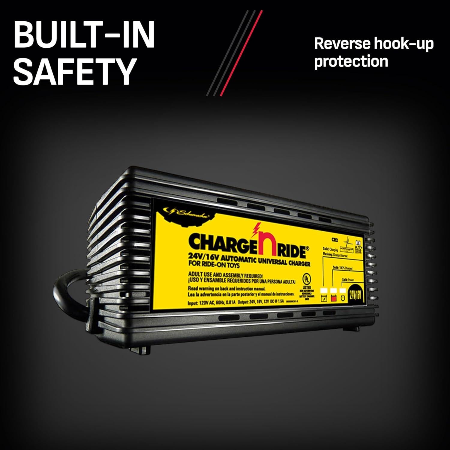 Cargador Schumacher CR2 1.5A 24V Automático para Juguetes