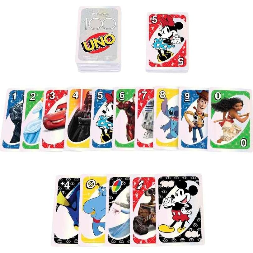 Juego de Cartas UNO Disney 100 Mattel con Personajes