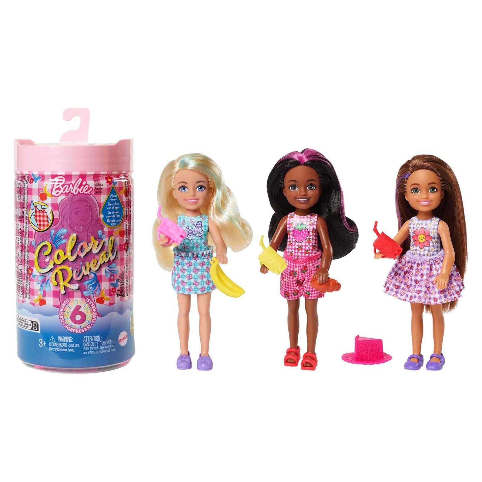 Color Reveal Small Doll & Accessories, Picnic Series, 6 Surprises, 1 Chelsea Doll (Styles May Vary)