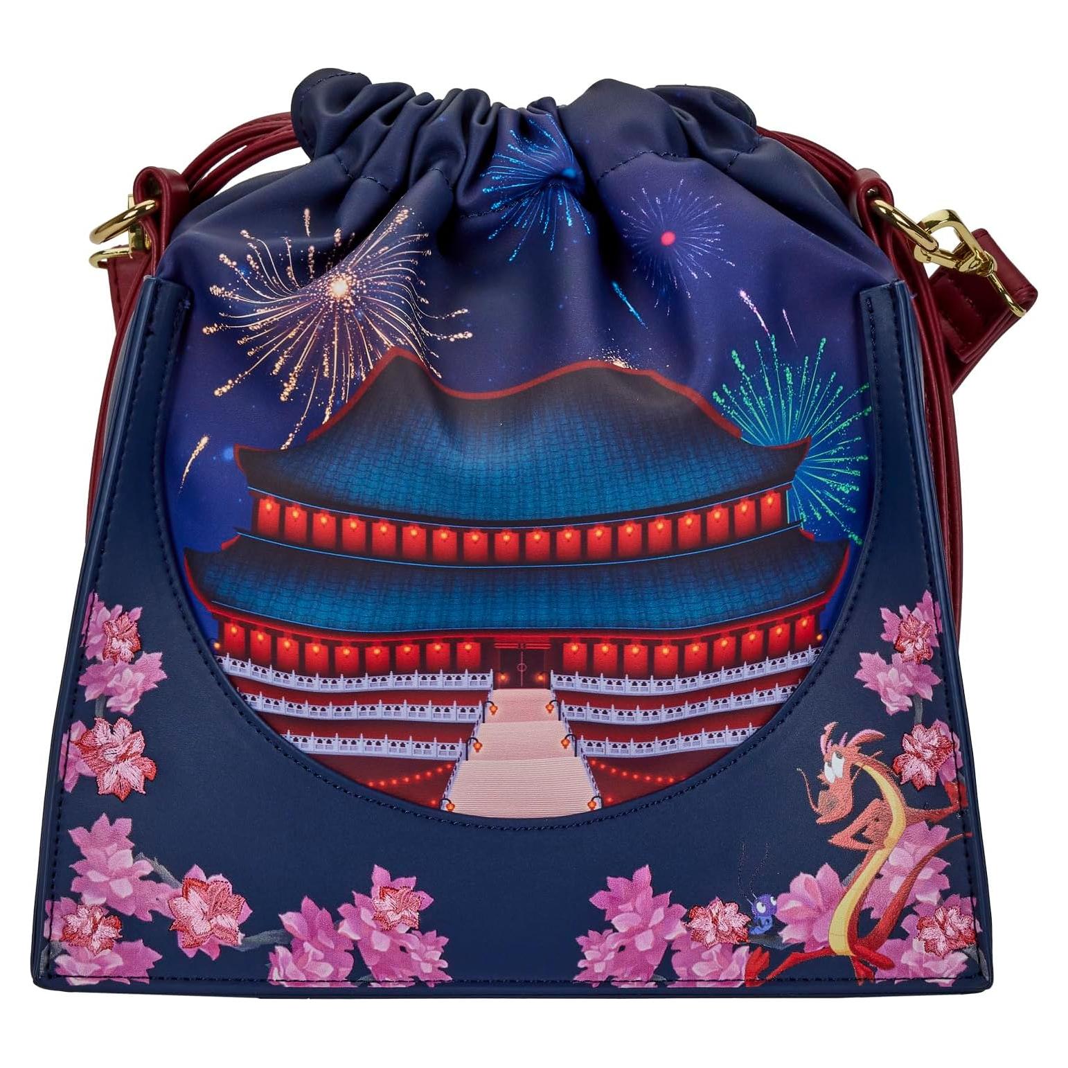 Bolsa Crossbody Loungefly Mulan Castillo con Fuegos Artificiales