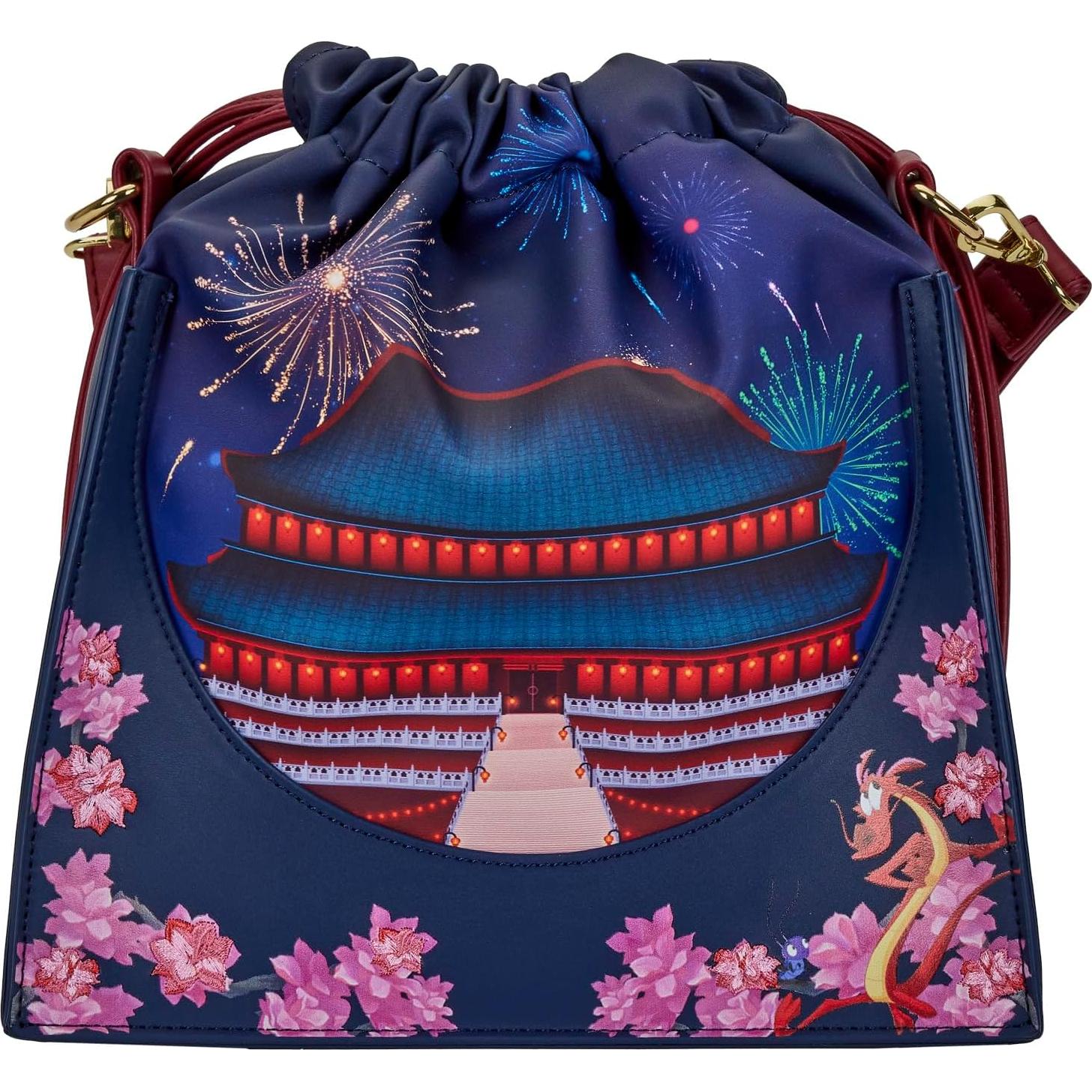 Bolsa Crossbody Loungefly Mulan Castillo con Fuegos Artificiales