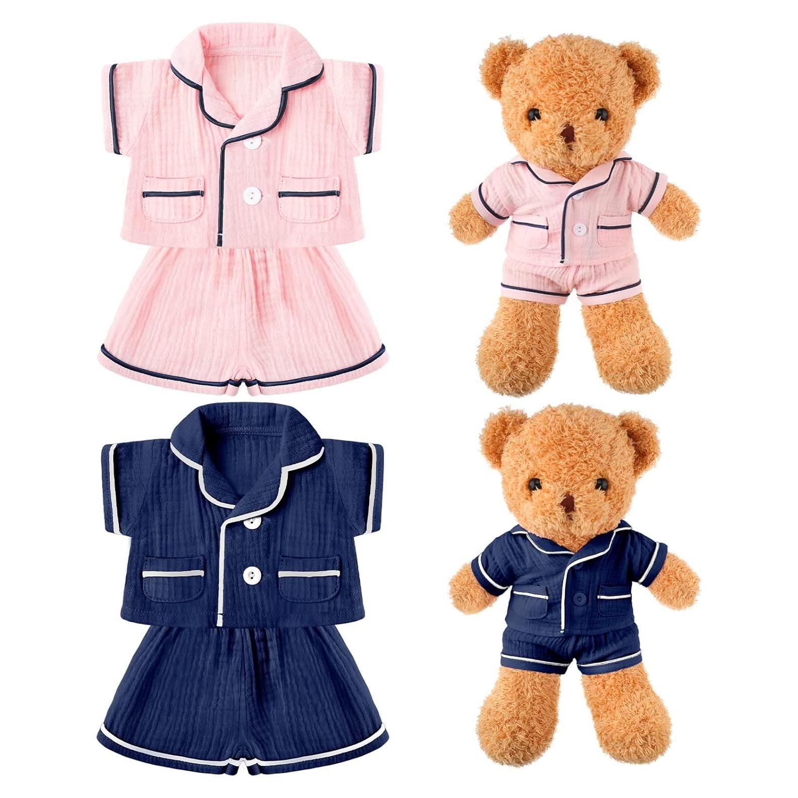 Conjunto Ropa para Osos de Peluche Hungdao Rosa y Azul 14-18"