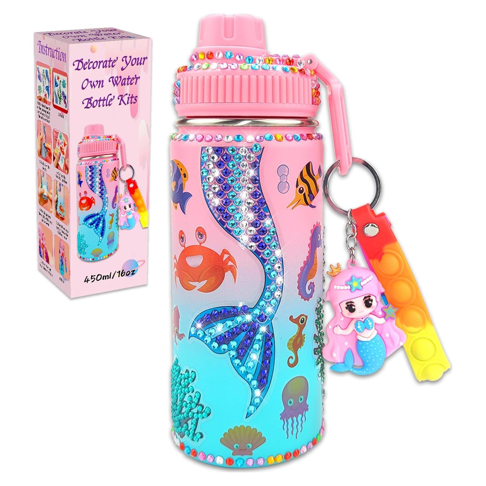 Kit de Botella de Agua DIY 7july Sirena 473 ml Rosa y Azul
