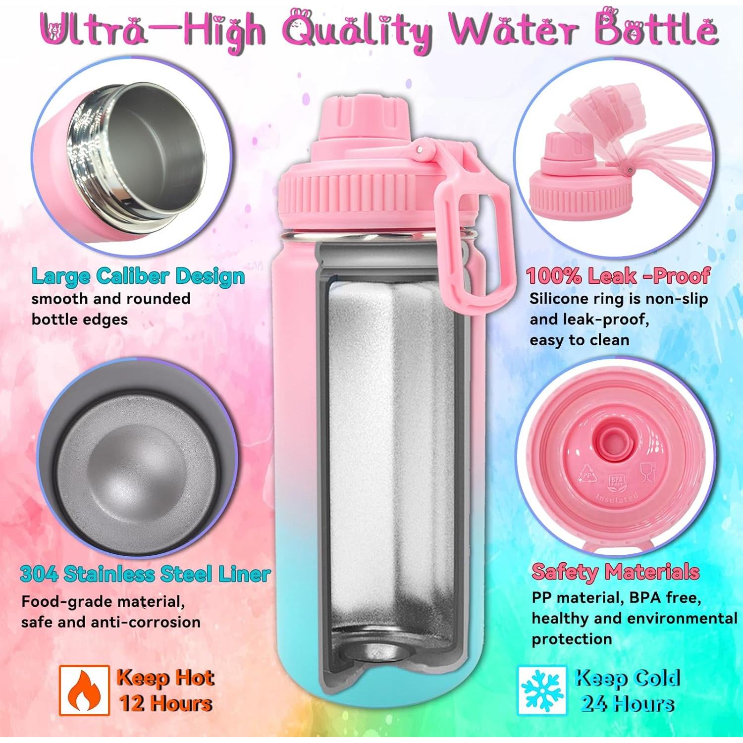 Kit de Botella de Agua DIY 7july Sirena 473 ml Rosa y Azul